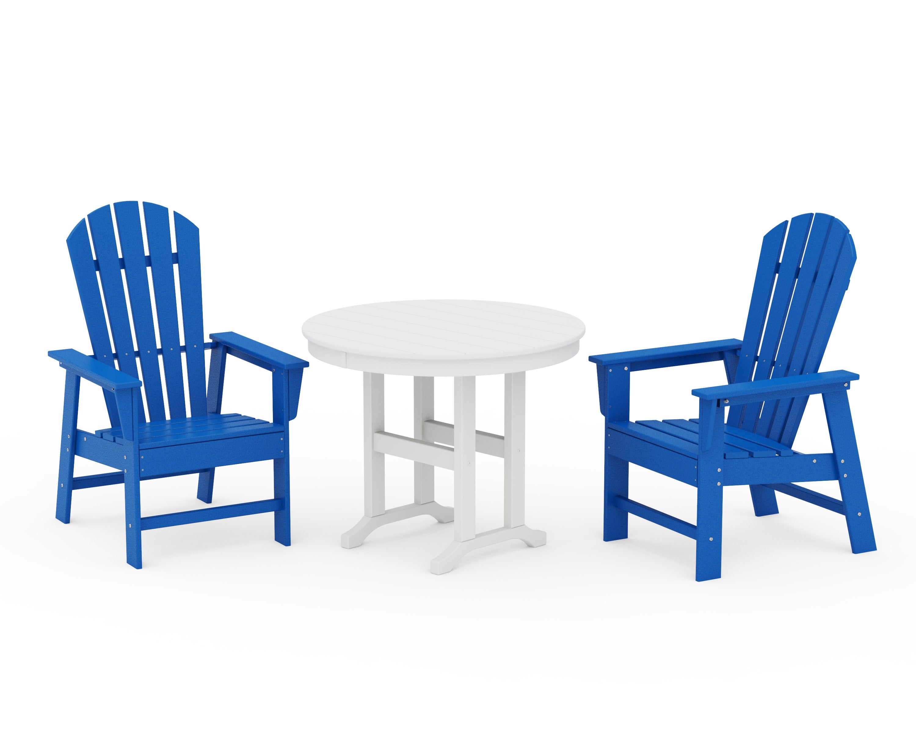 South Beach 3-Piece Round Farmhouse Dining Set in Pacific Blue / White