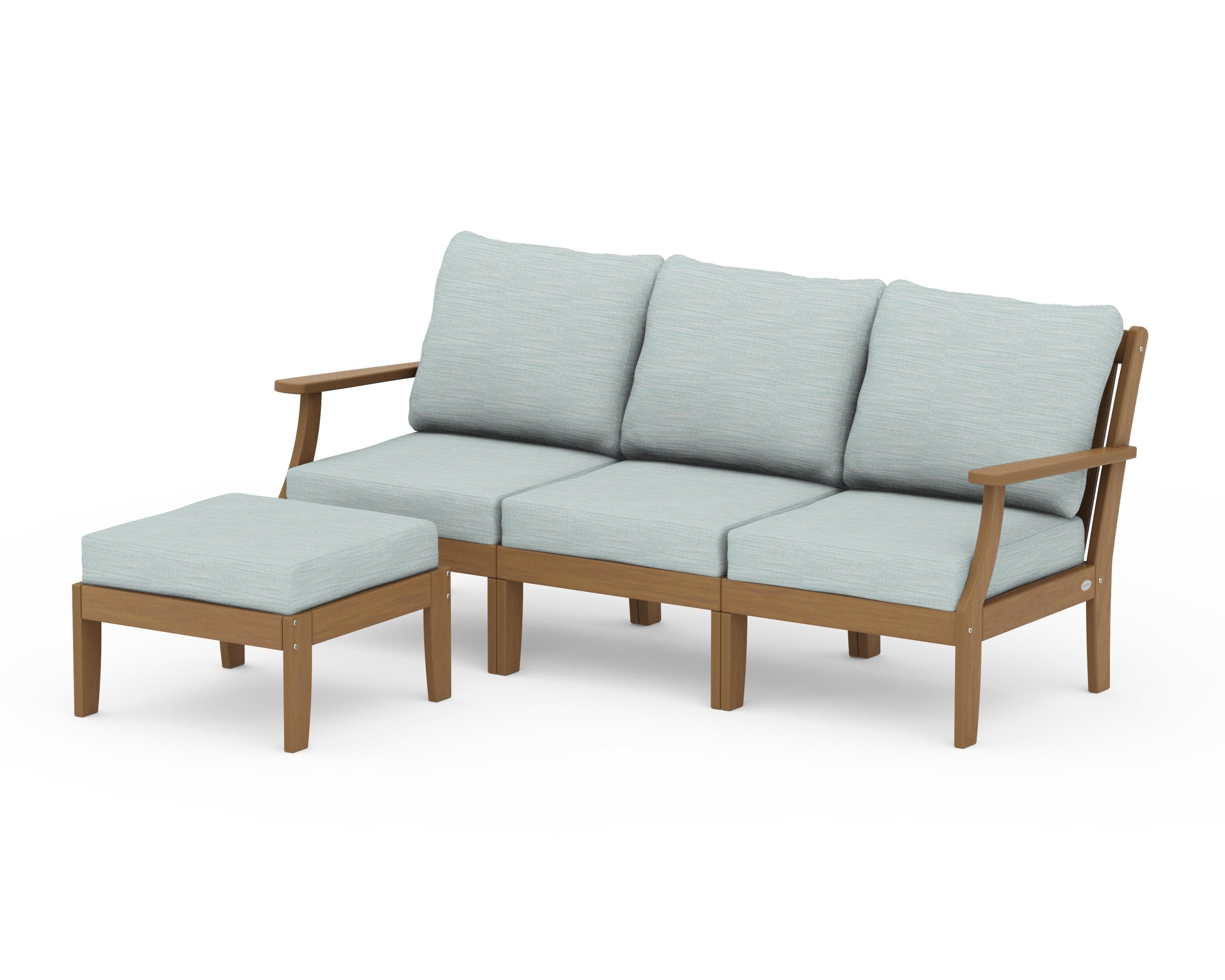 Braxton Modular 4-Piece Deep Seating Set with Ottoman in Natural / Soothe Mist