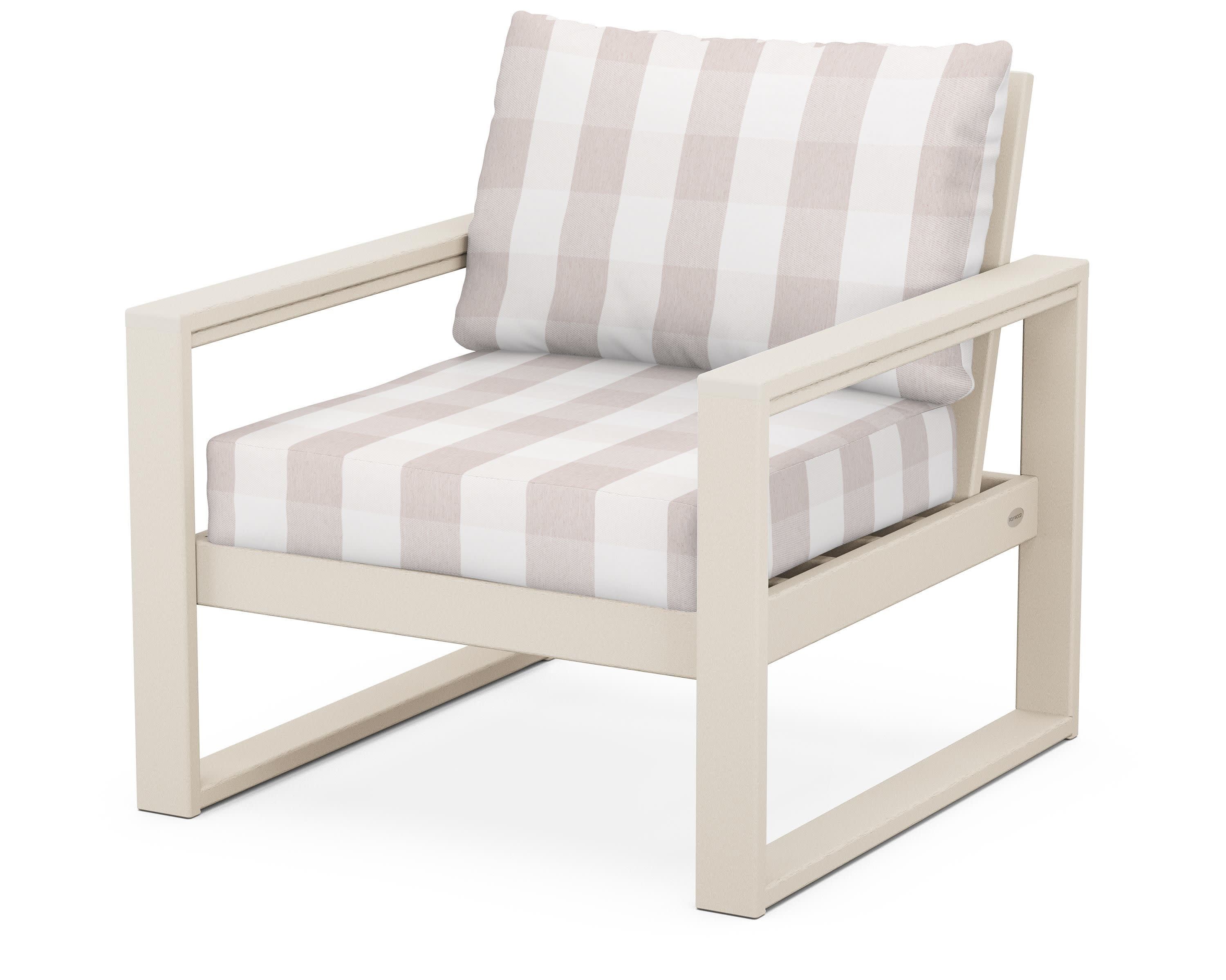 EDGE Club Chair in Sand / Buffalo Plaid Dune Burlap