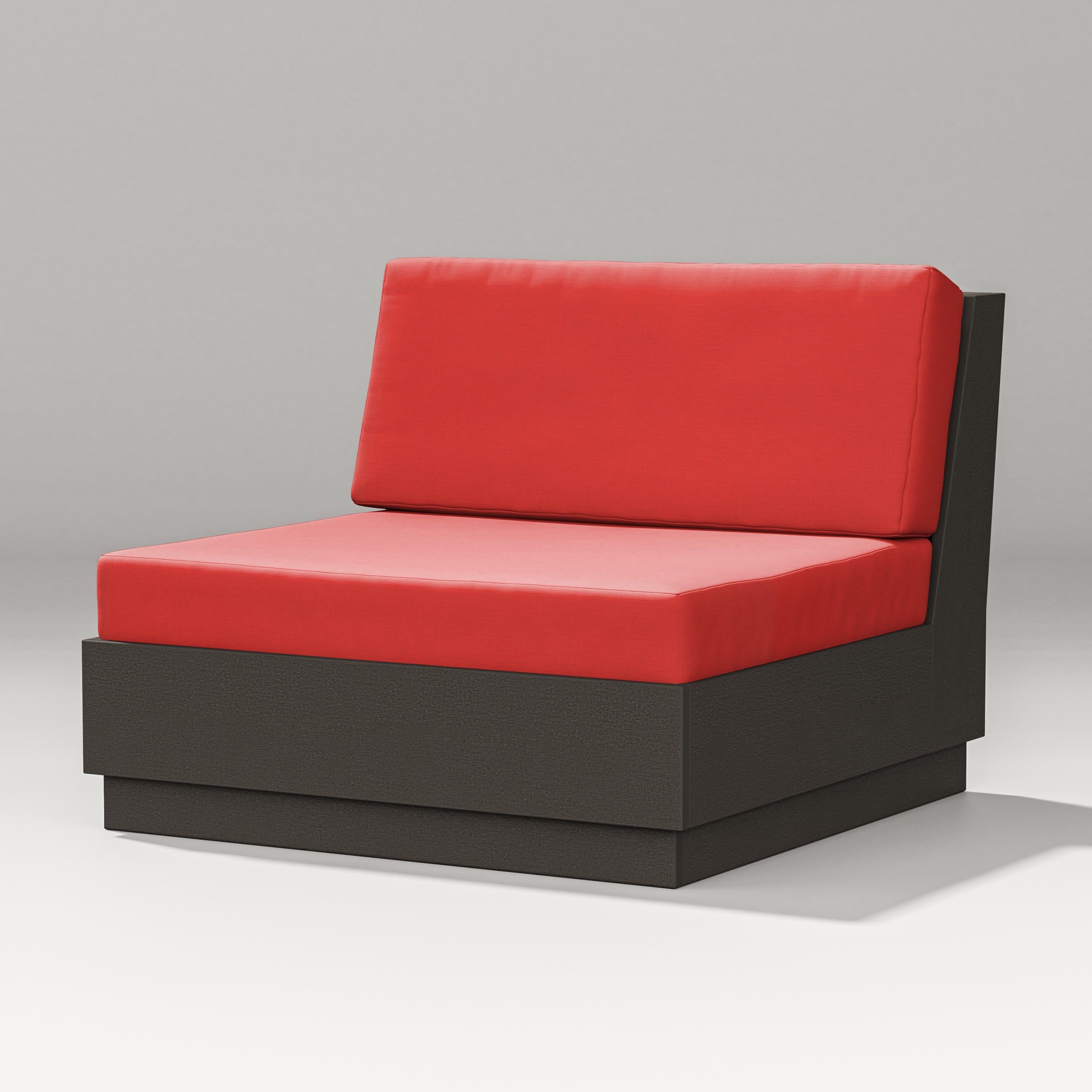 Elevate Modular Armless Chair in Vintage Coffee / Crimson Linen