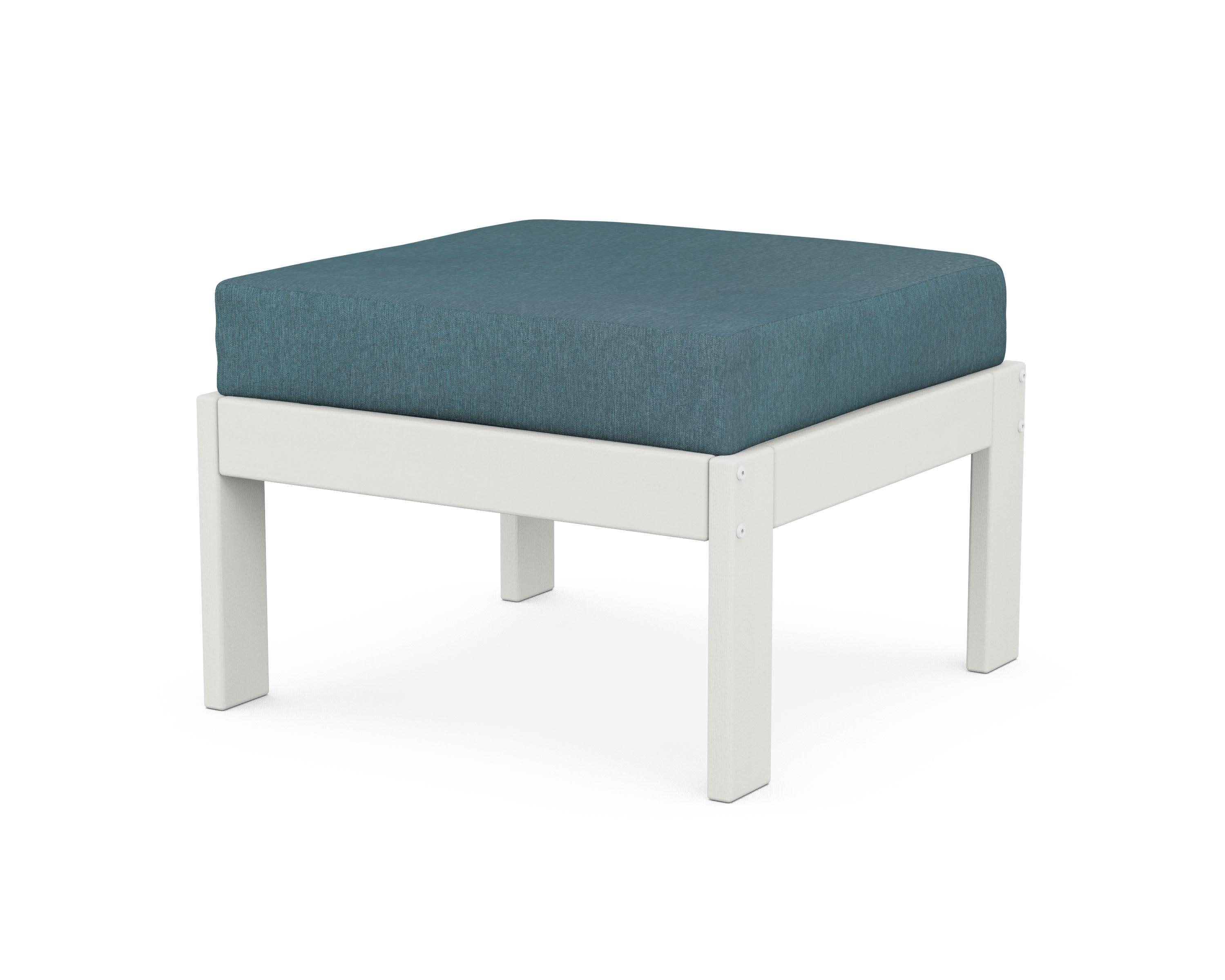 Vineyard Modular Ottoman in Vintage White / Ocean Teal