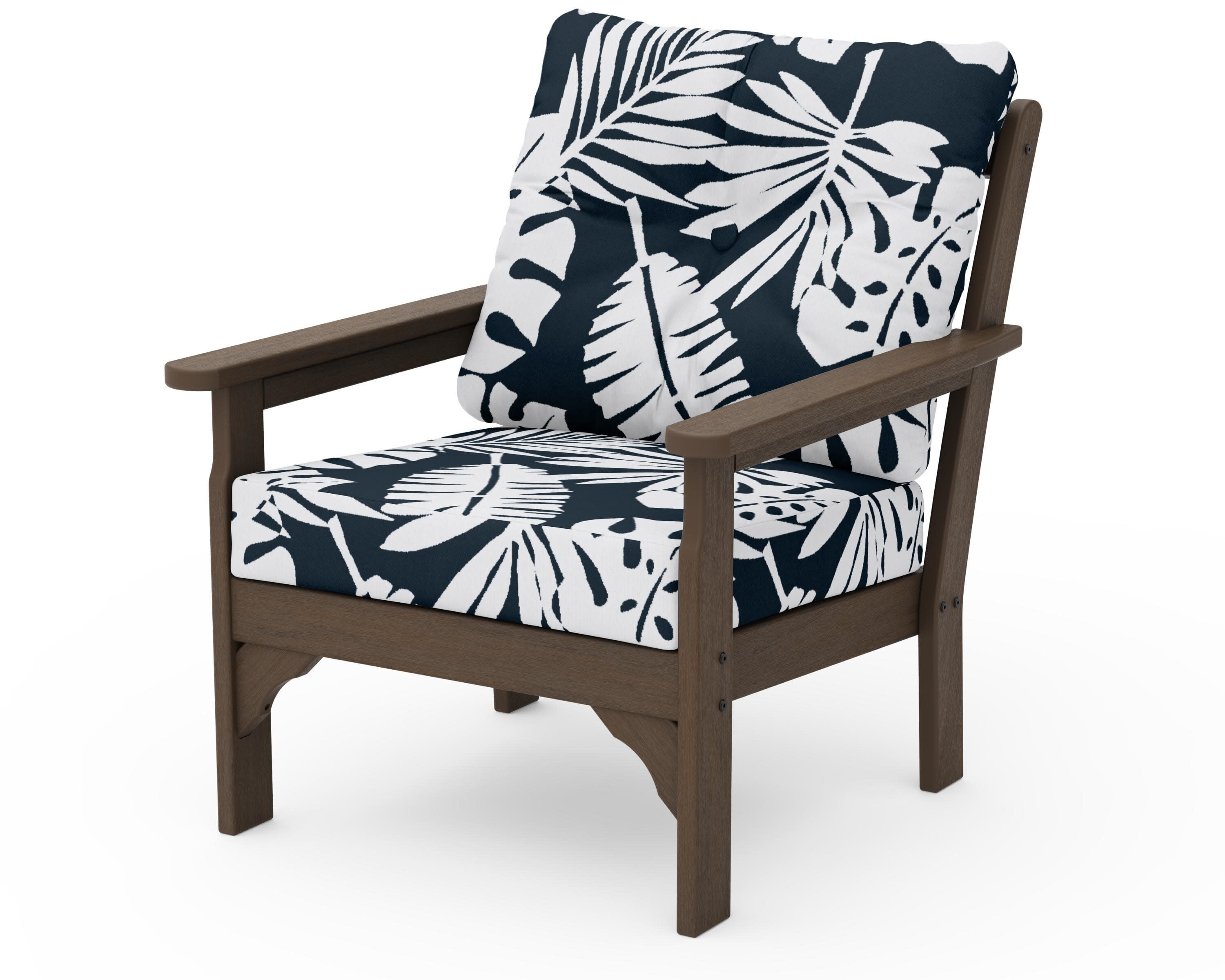 Vineyard Deep Seating Chair in Kona / Leaf Marine Indigo