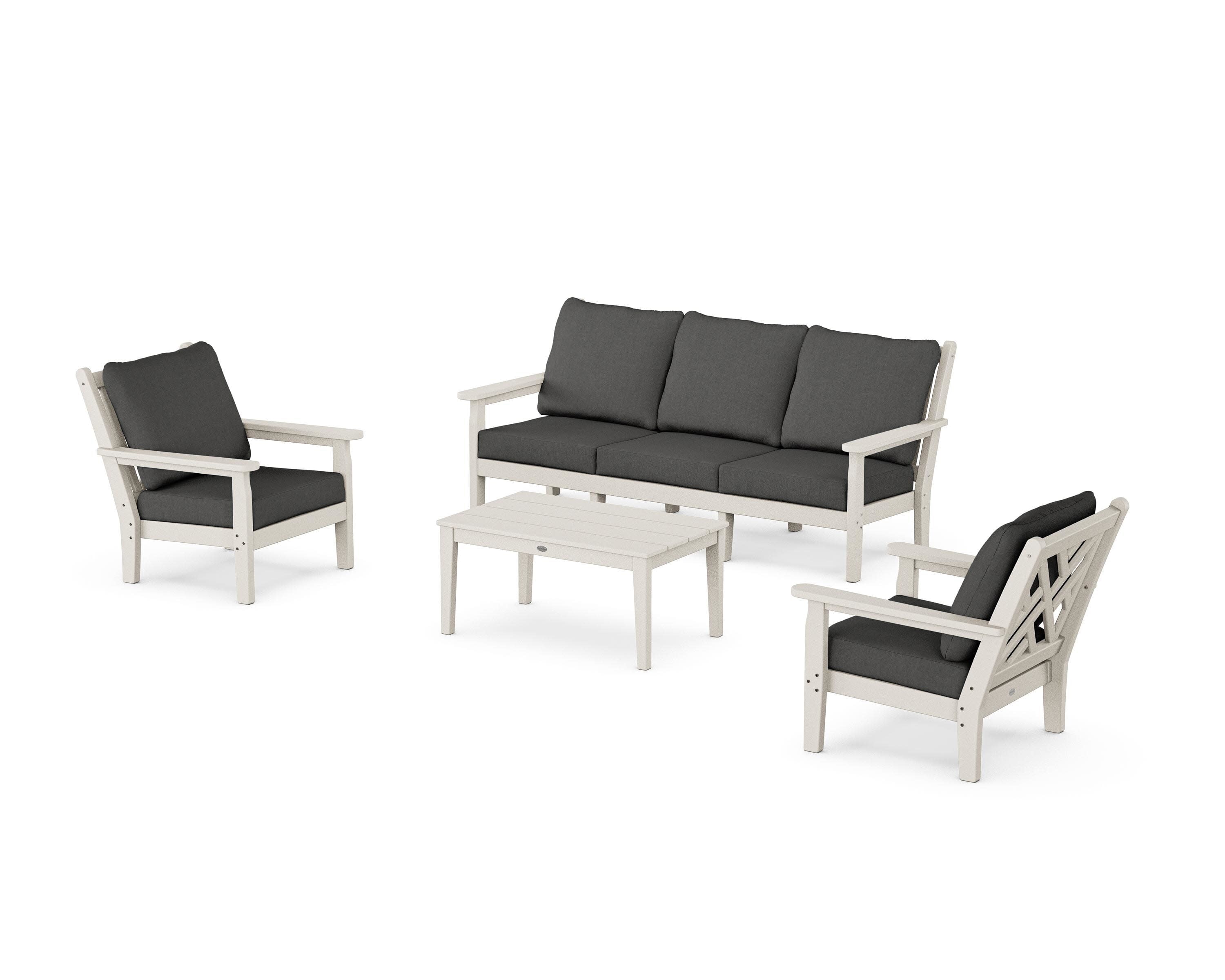 Chippendale 4-Piece Deep Seating Set with Sofa in Sand / Spectrum Carbon