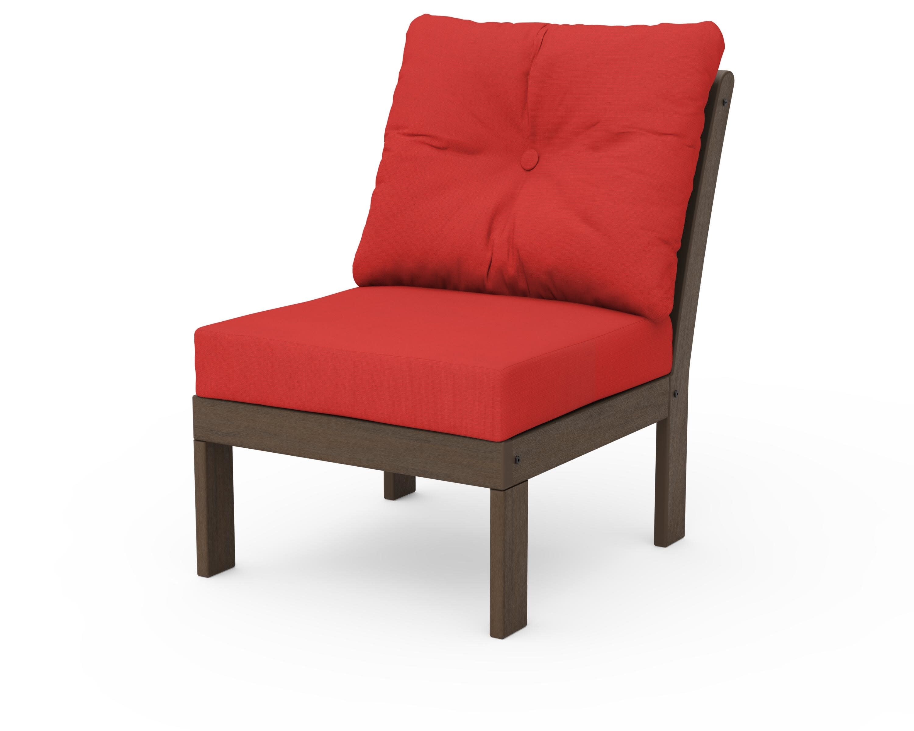 Vineyard Modular Armless Chair in Kona / Crimson Linen