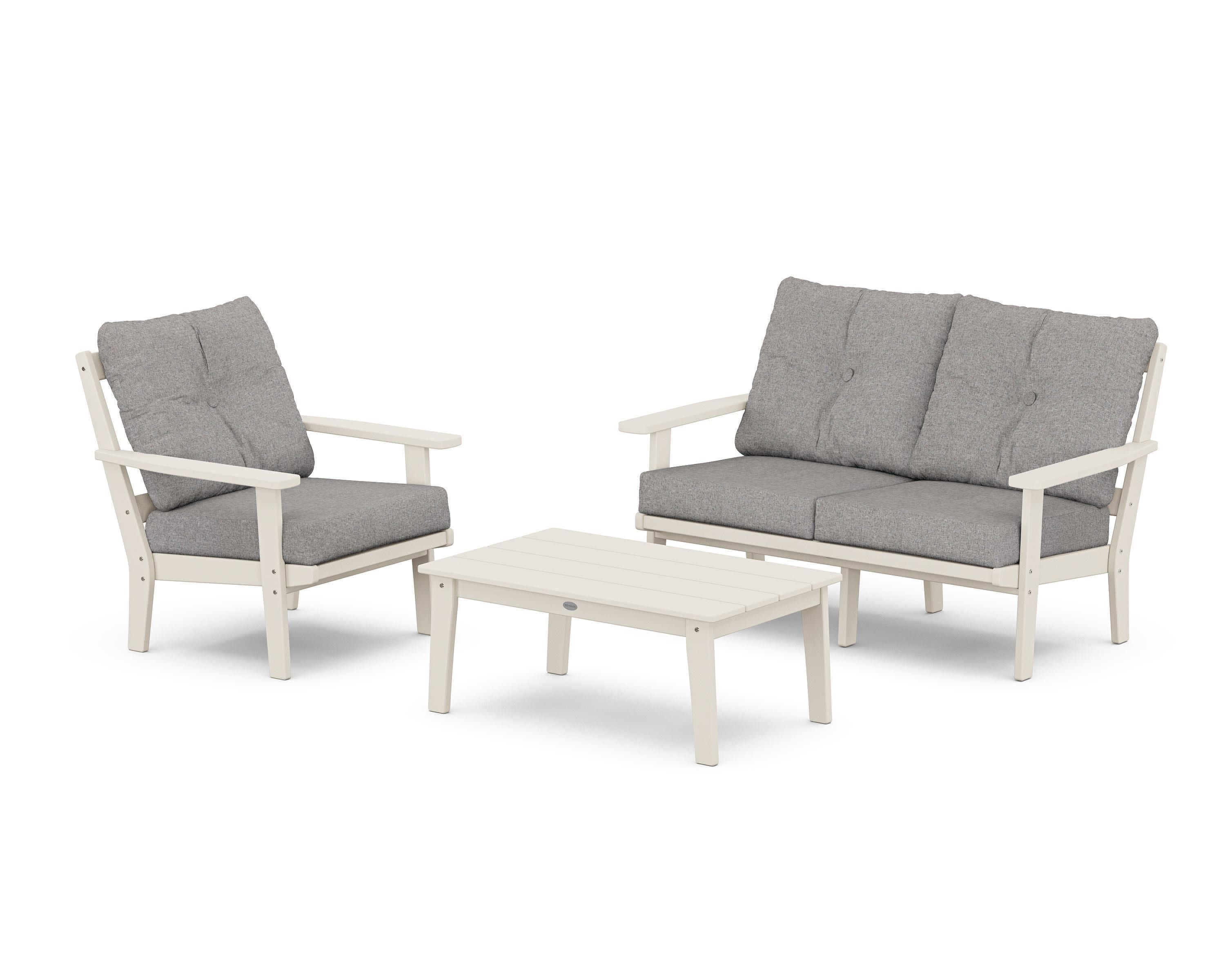 Oxford 3-Piece Deep Seating Set with Loveseat in Sand / Grey Mist
