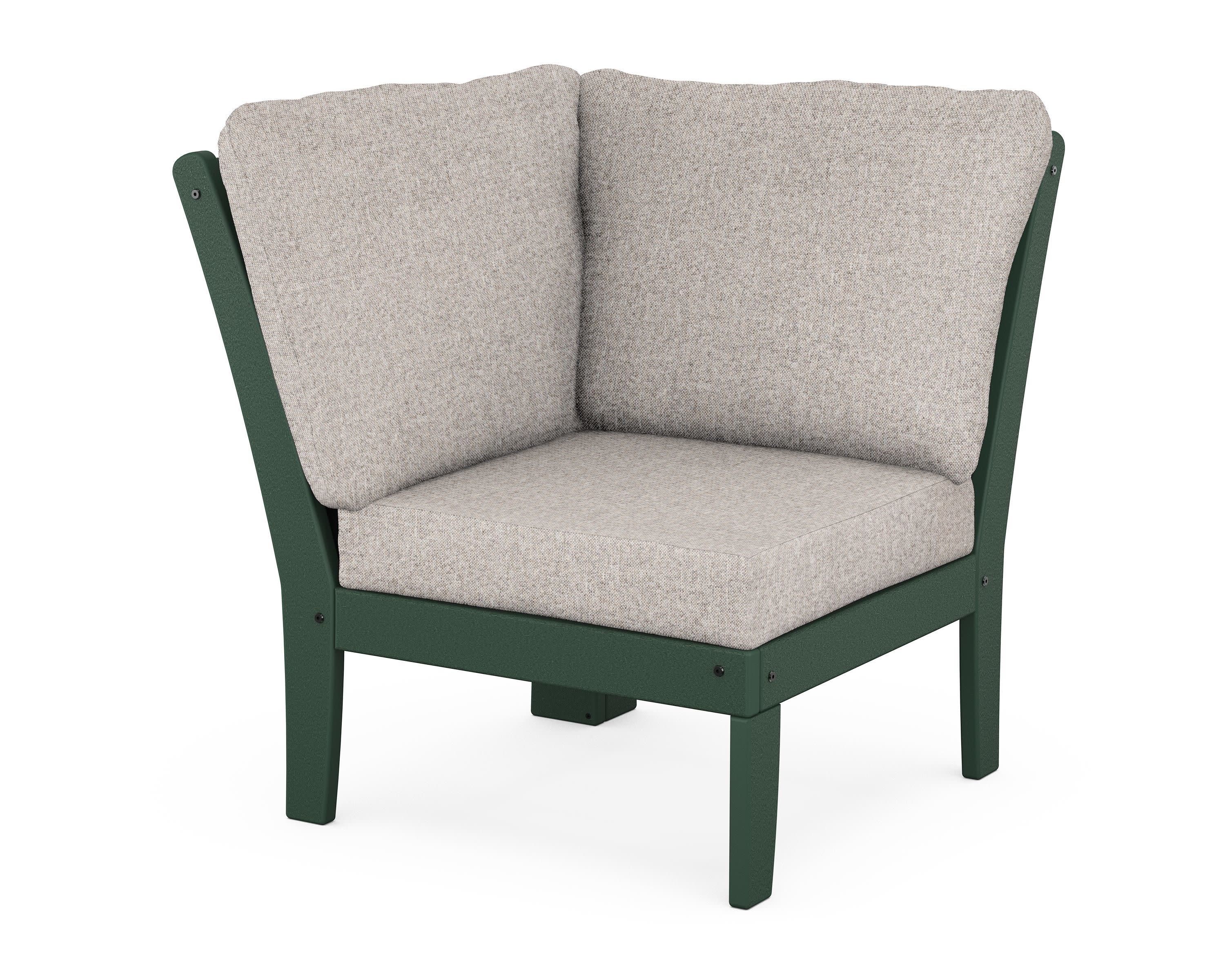 Braxton Modular Corner Chair in Green / Weathered Tweed