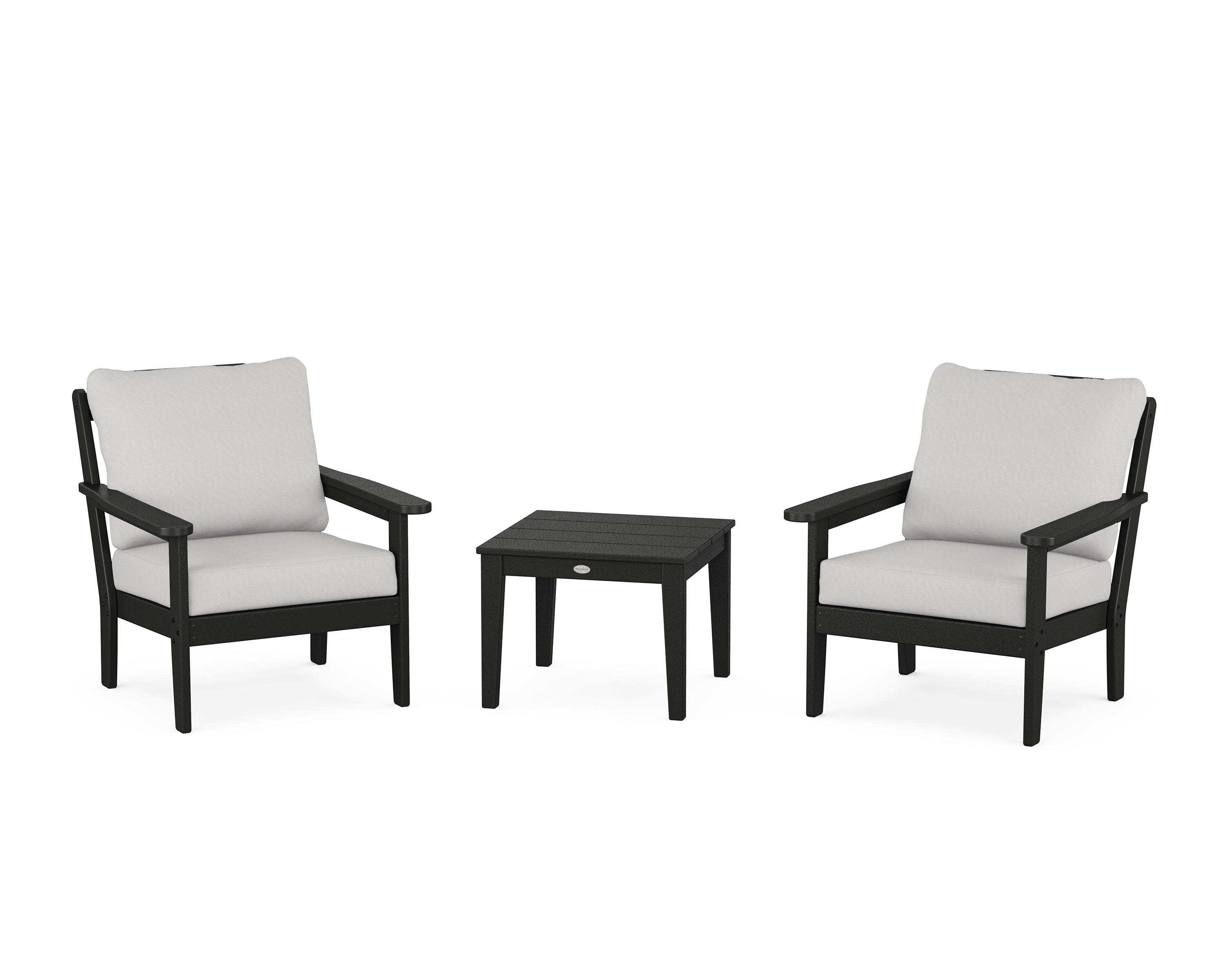 Cottage 3-Piece Deep Seating Set in Black / Diamond in the Rough