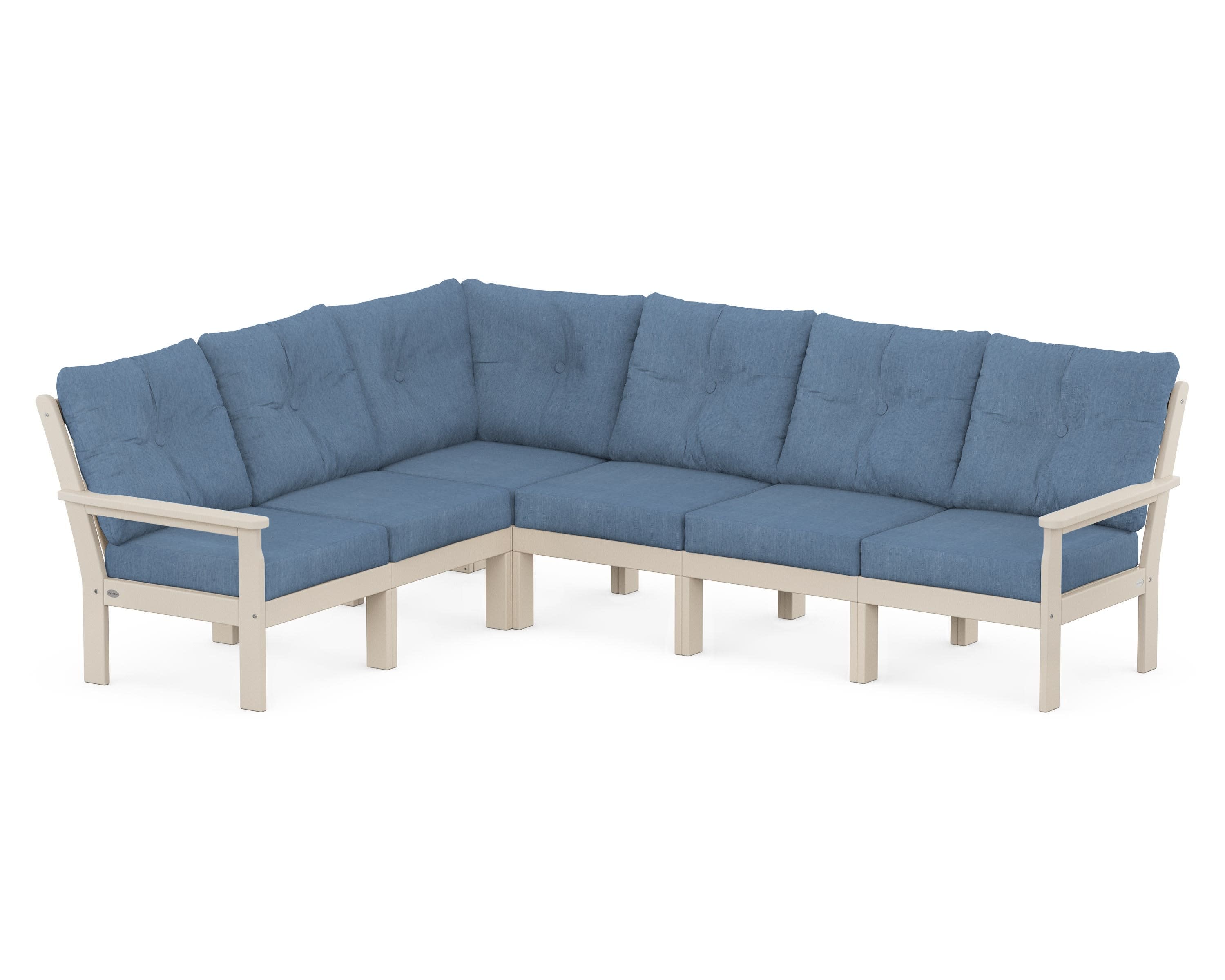 Vineyard 6-Piece Sectional in Sand / Sky Blue