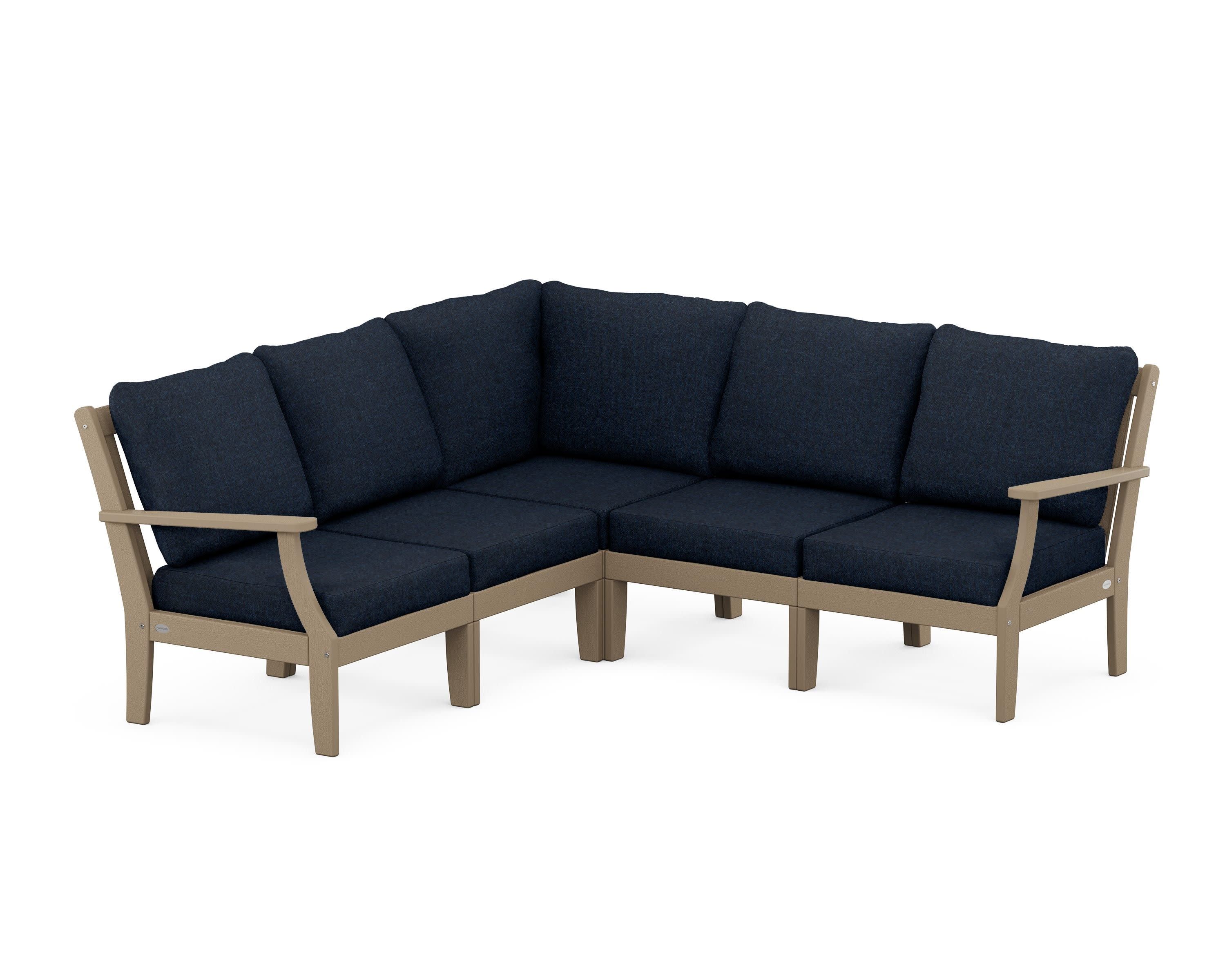 Braxton Modular 5-Piece Deep Seating Set in Vintage Sahara / Marine Indigo