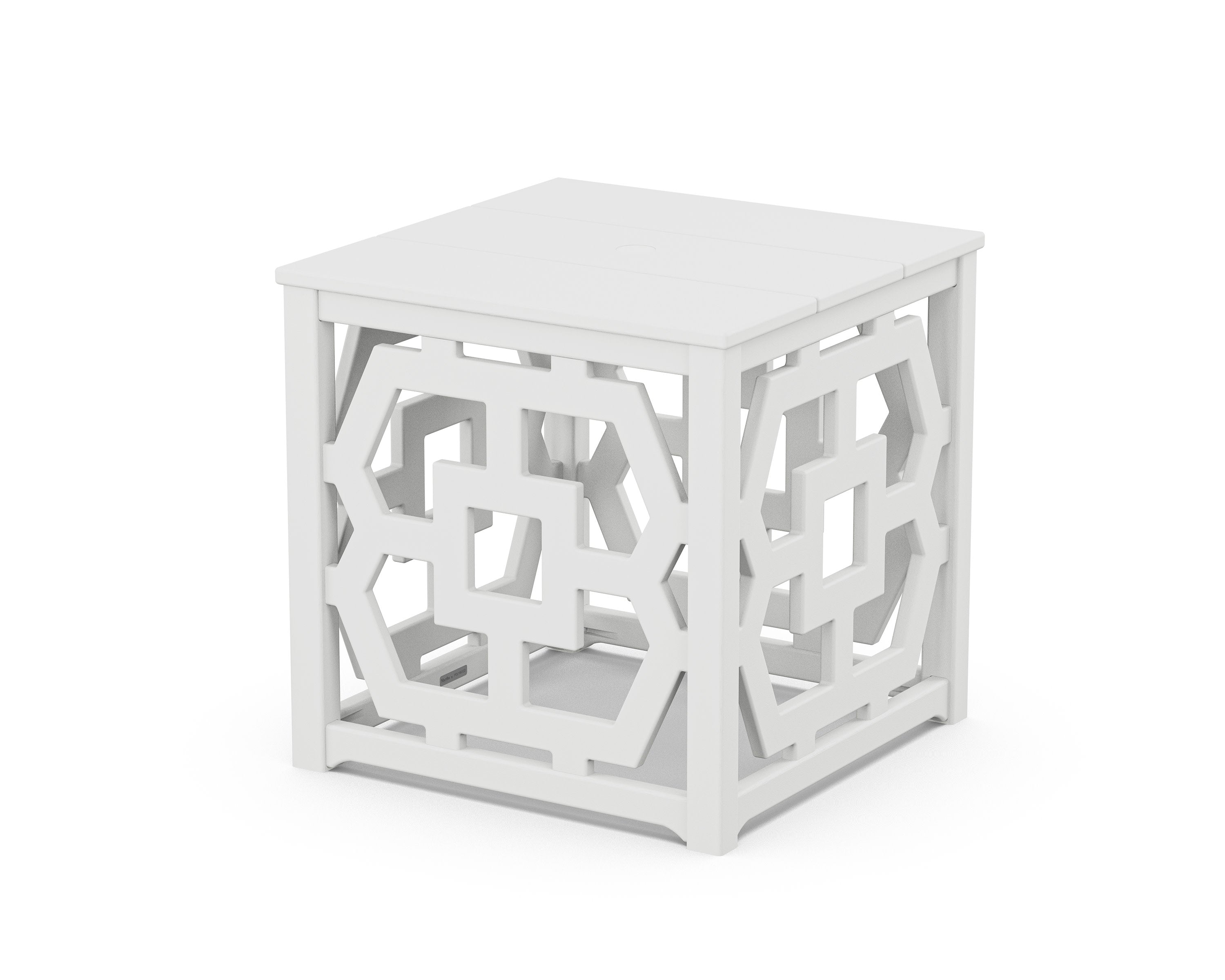 Chinoiserie Umbrella Stand Accent Table in White