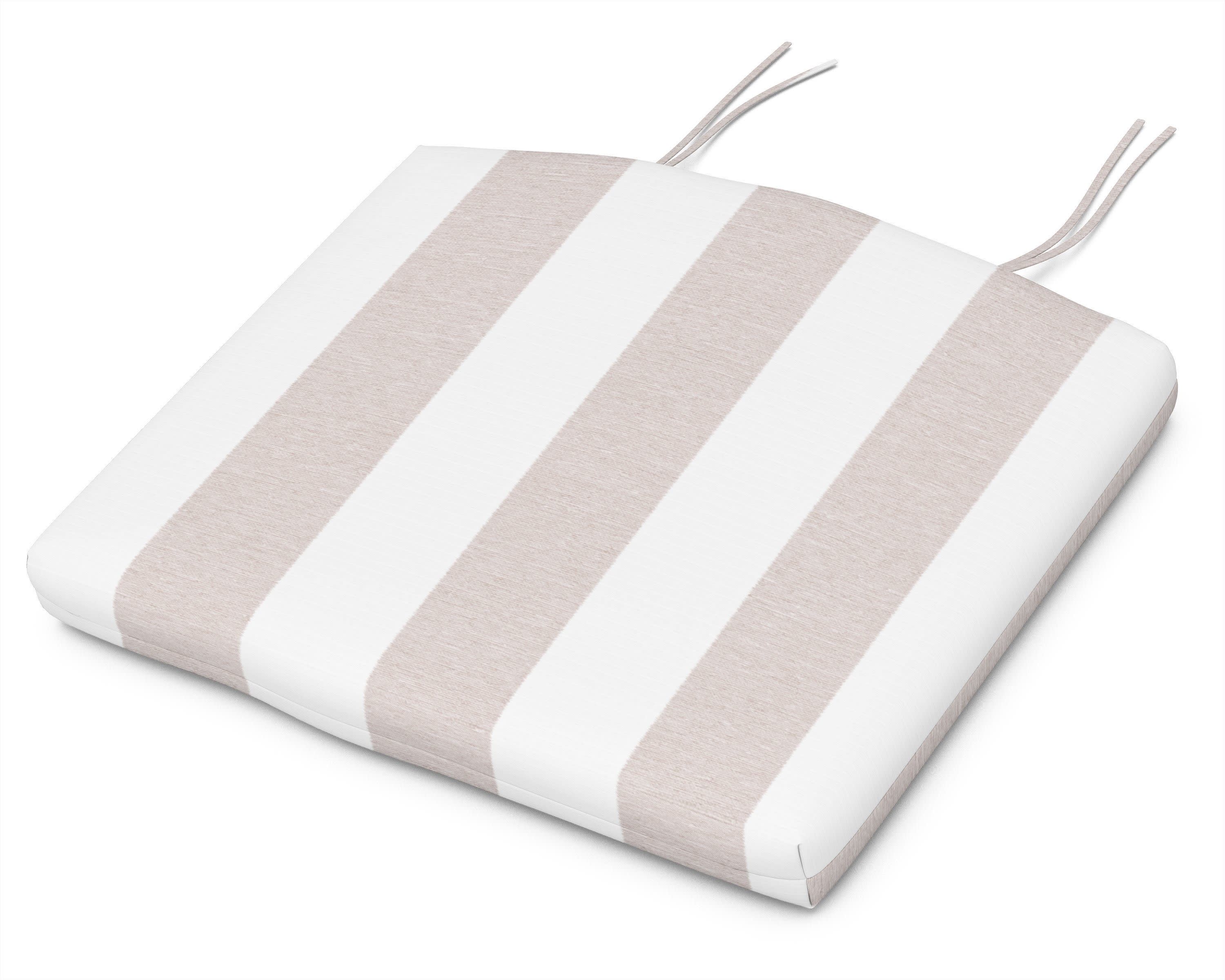 Seat Cushion - 19.06"D x 22.12"W x 2.5"H in Cabana Stripe Dune Burlap