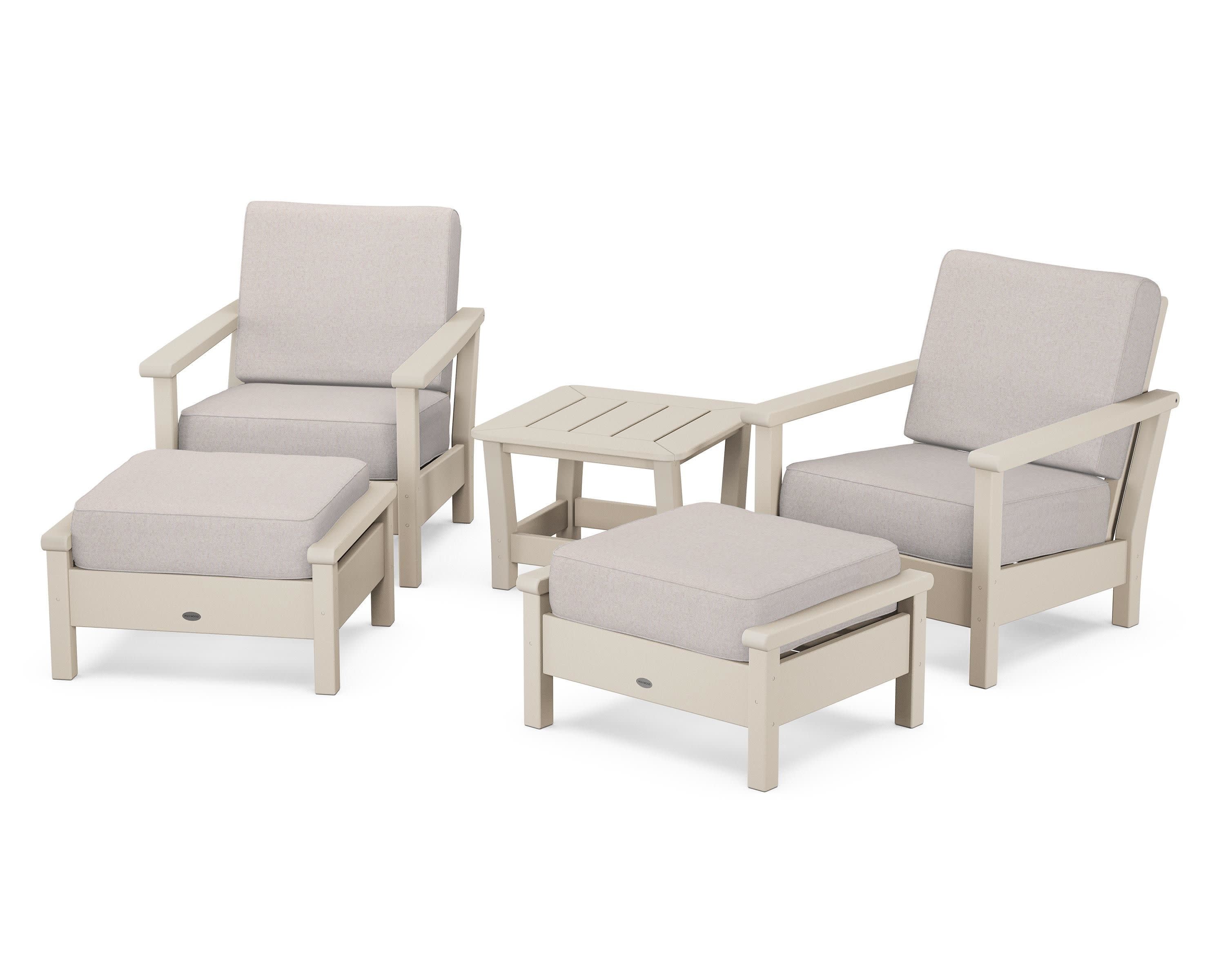 Harbour 5-Piece Deep Seating Chair Set in Sand / Dune Burlap