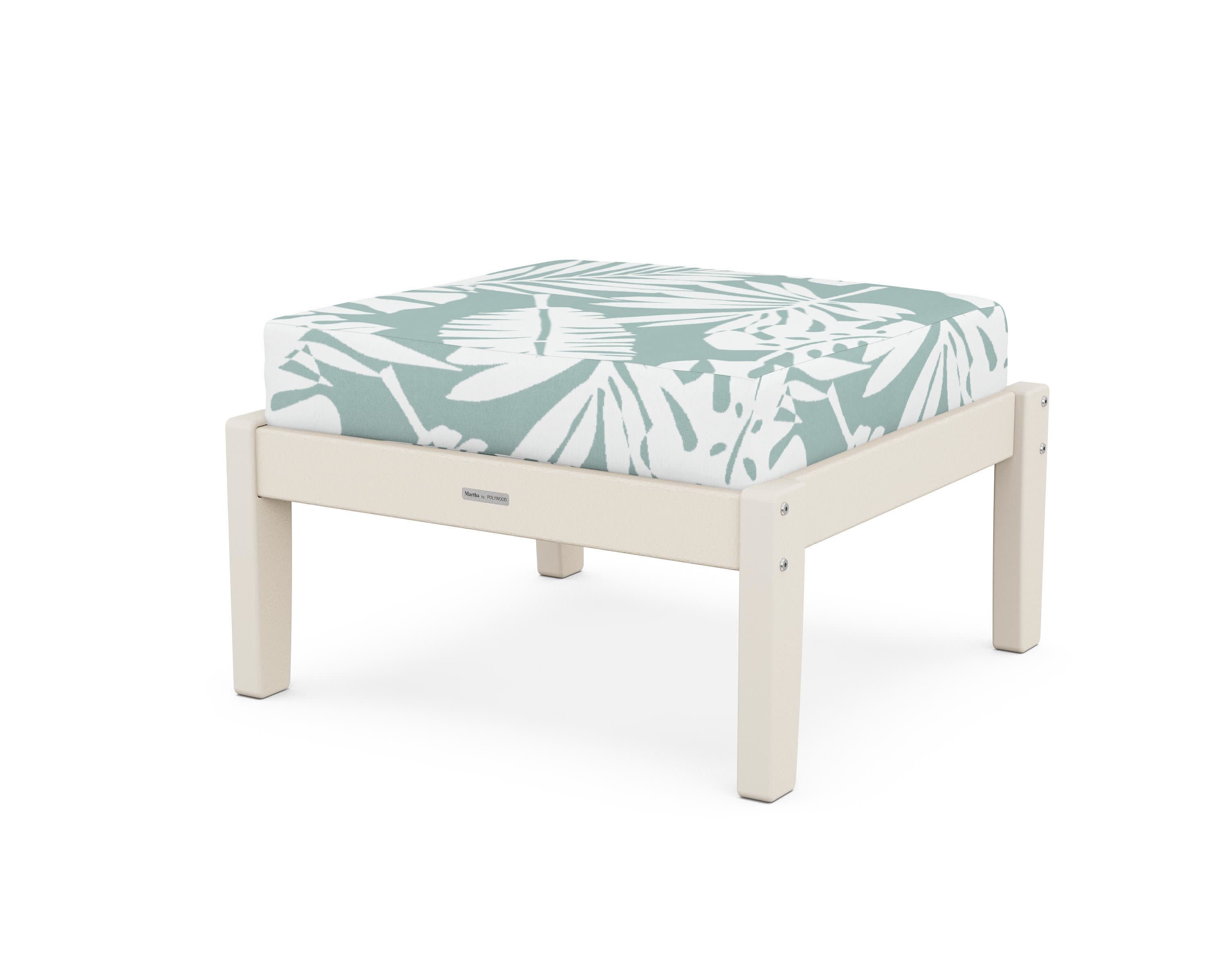 Chinoiserie Deep Seating Ottoman in Sand / Leaf Glacier Spa