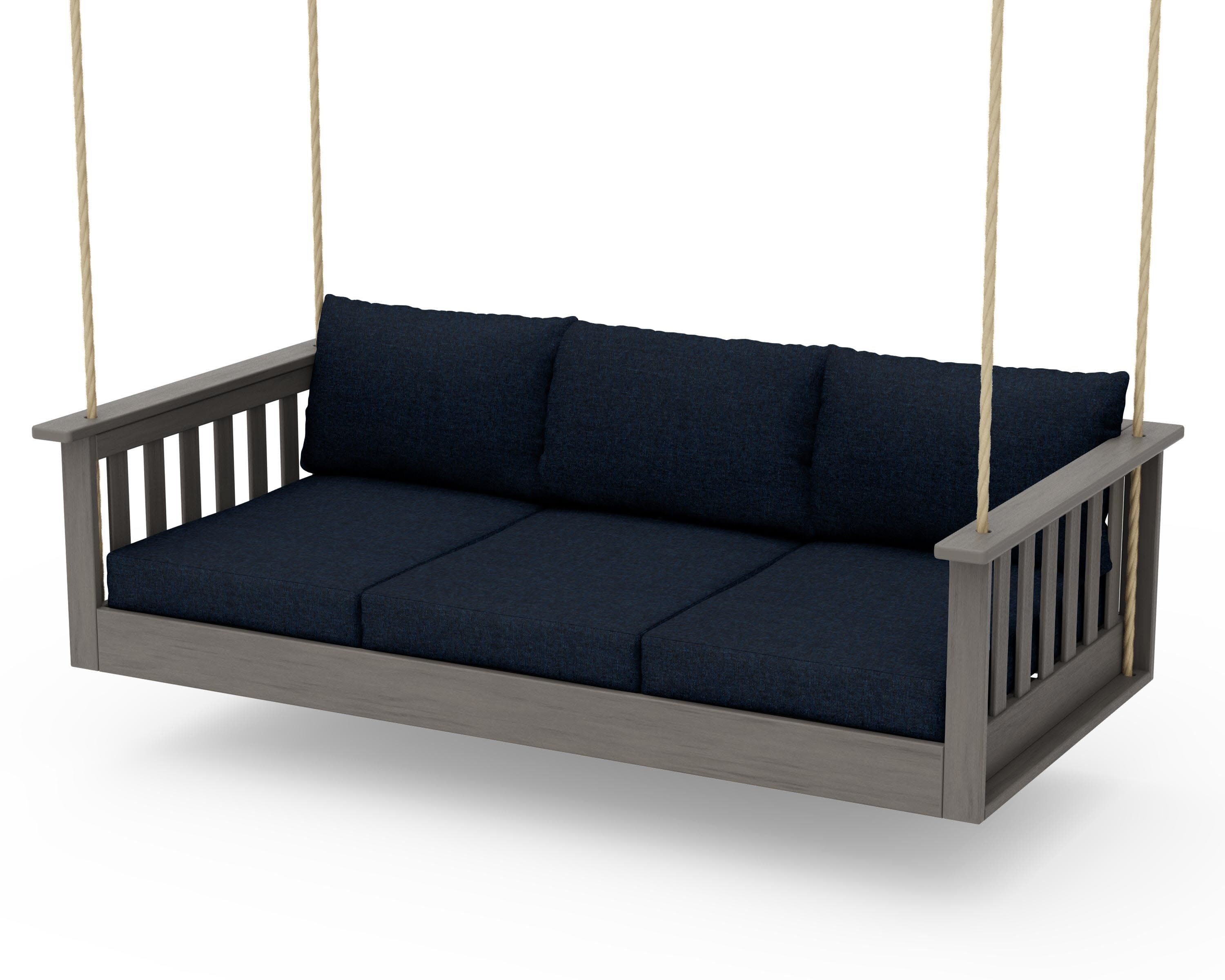 Vineyard Daybed Swing in Driftwood / Marine Indigo