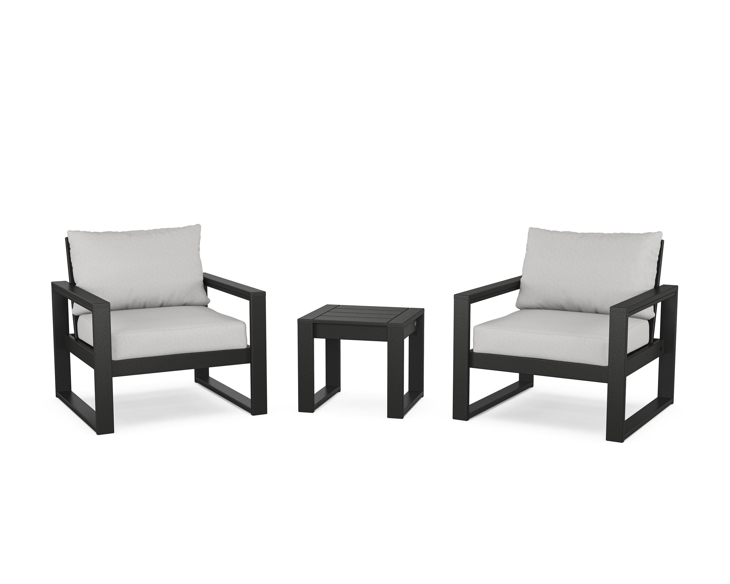 EDGE Sectional 3-Piece Deep Seating Set in Black / Diamond in the Rough