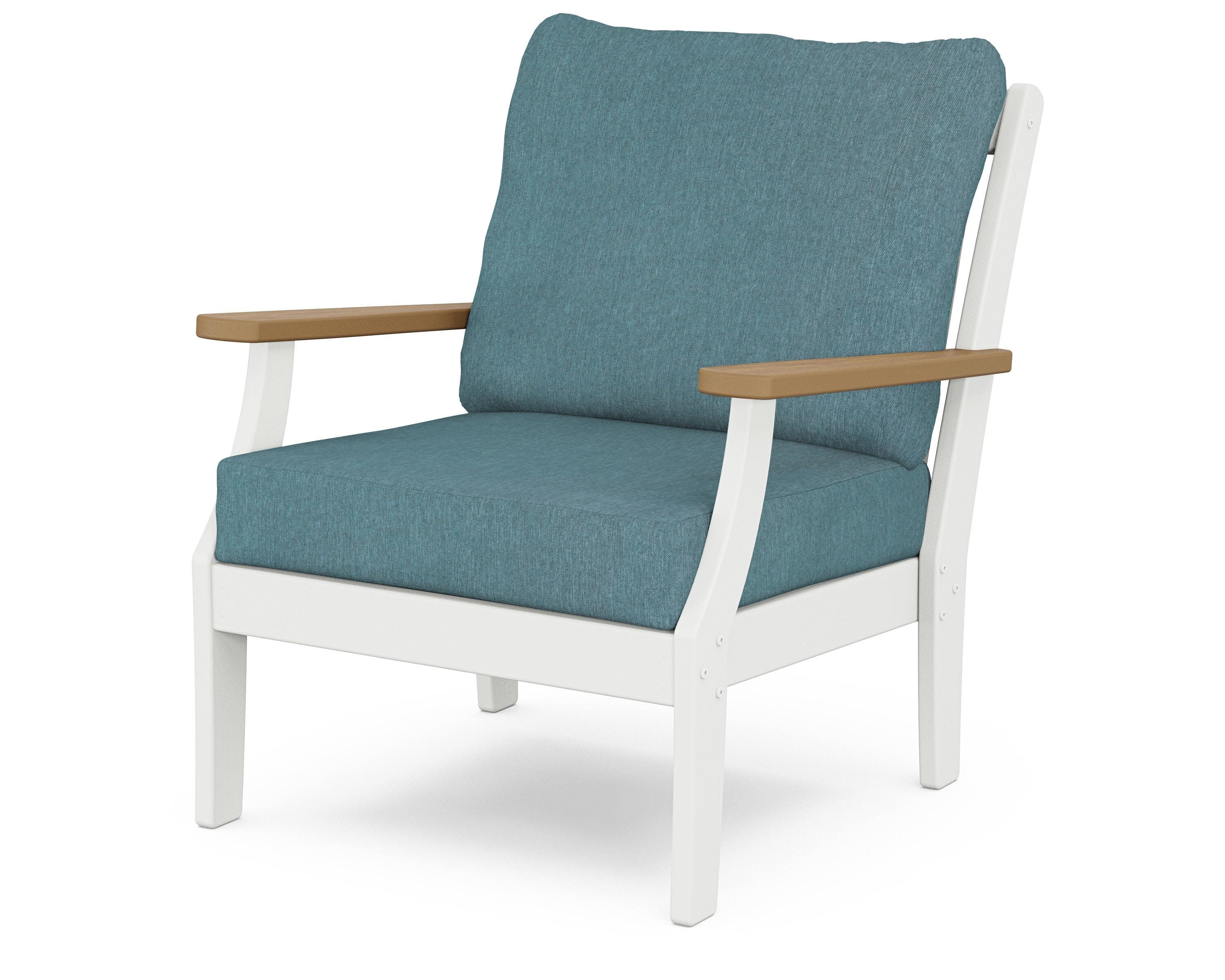 Braxton Deep Seating Chair in White / Natural / Ocean Teal