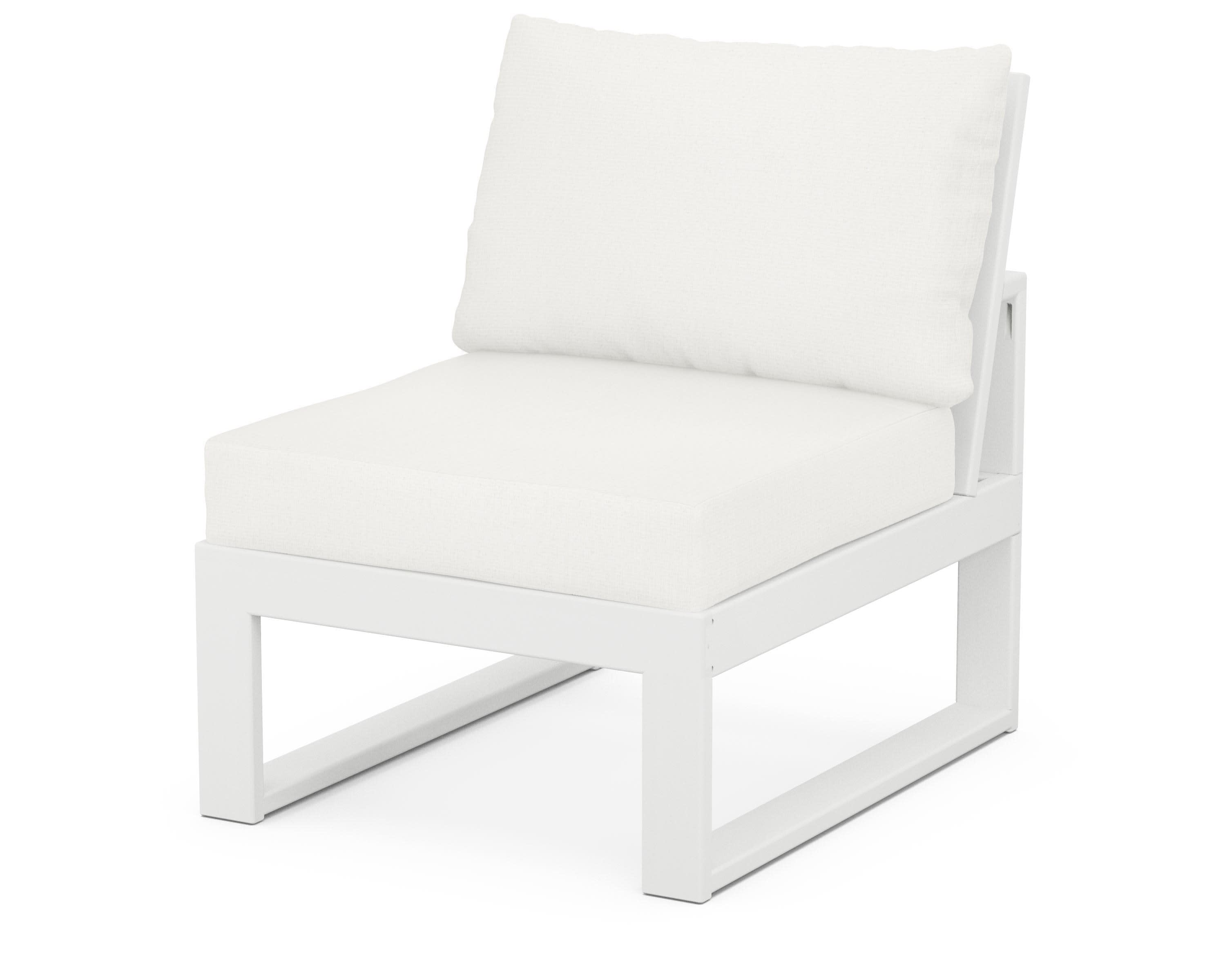 Modular Armless Chair in White / Natural Linen