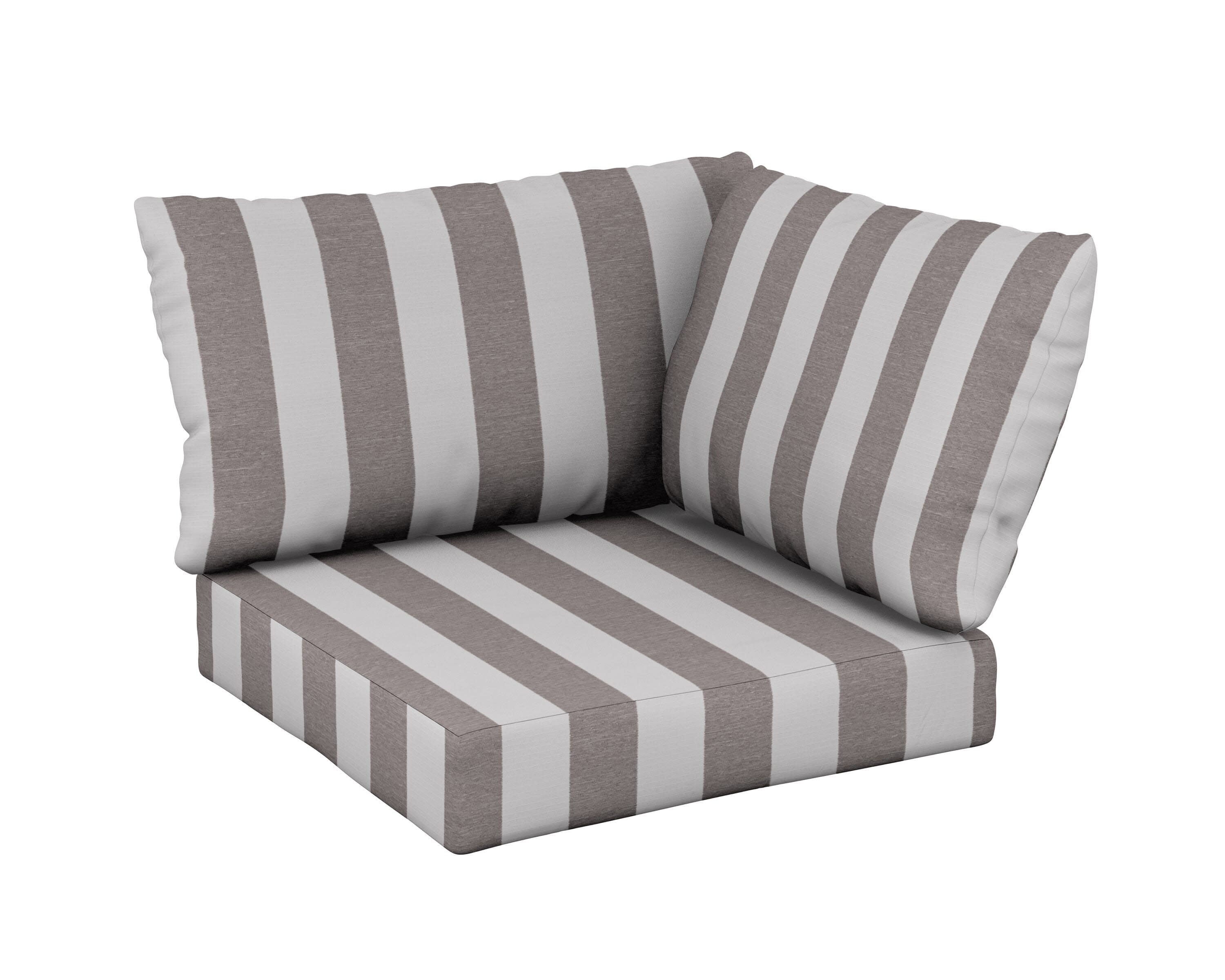 Modular Corner Cushion Set in Cabana Stripe Grey Mist