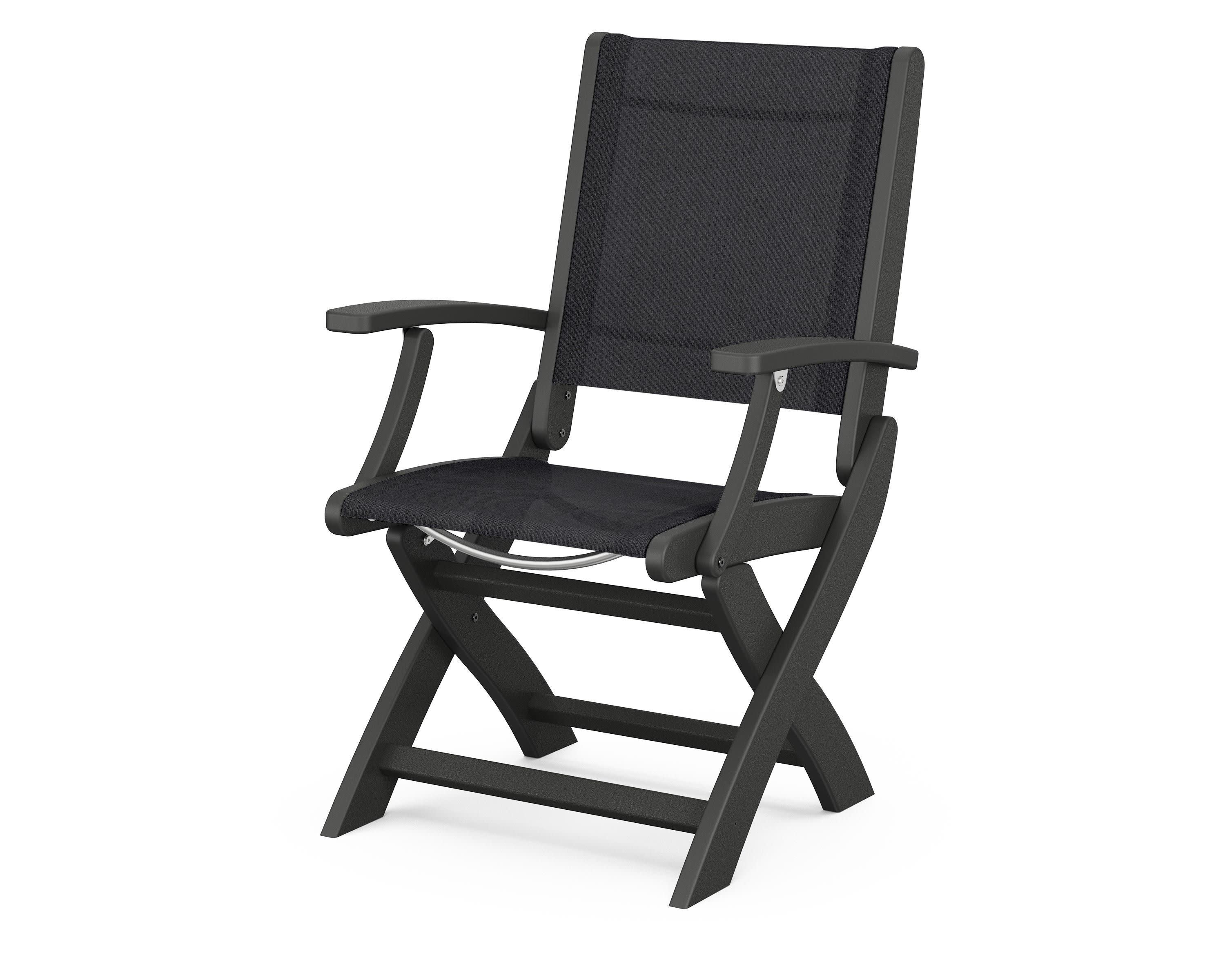 Coastal Folding Chair in Black / Black Sling