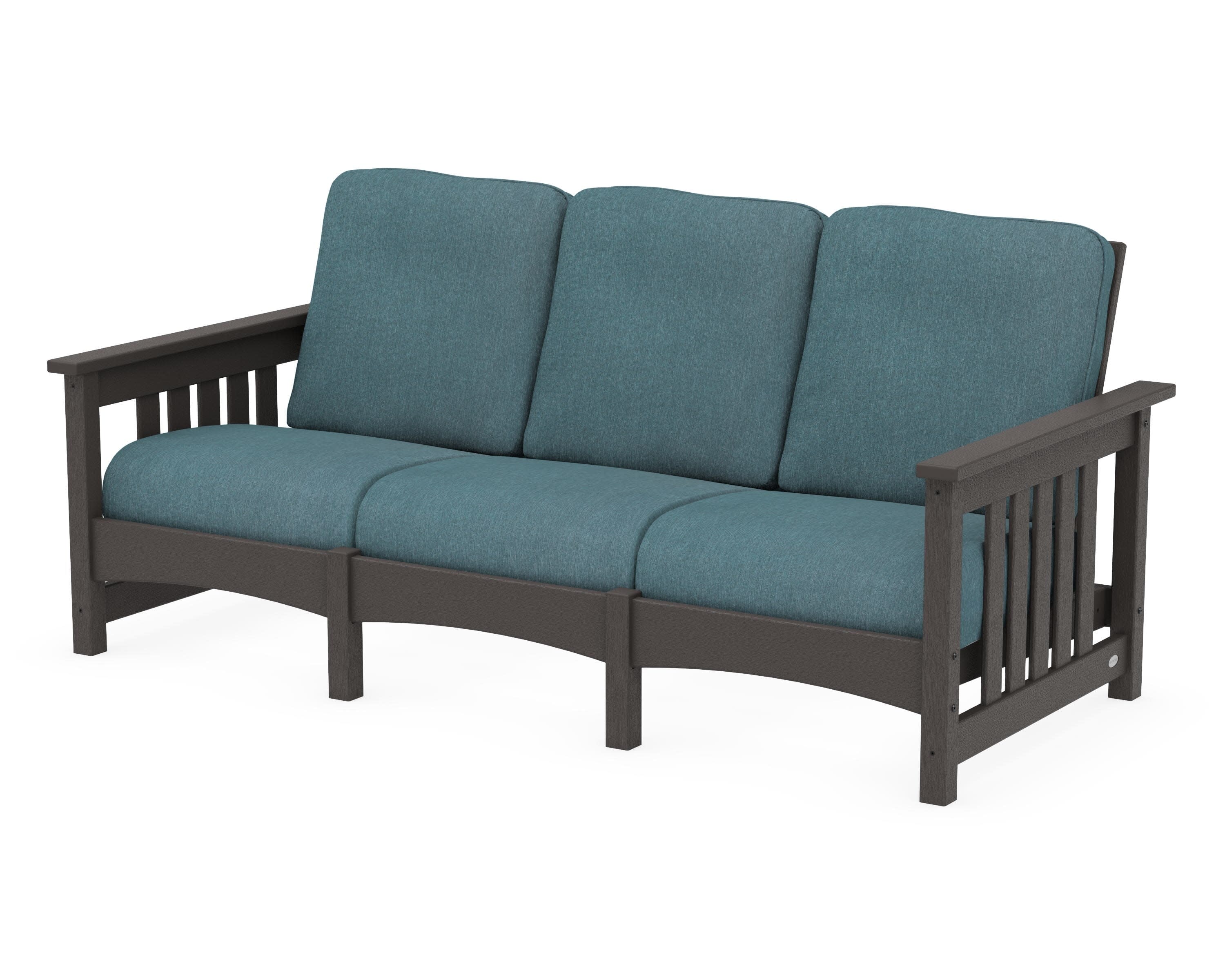 Club Mission Sofa in Vintage Coffee / Ocean Teal