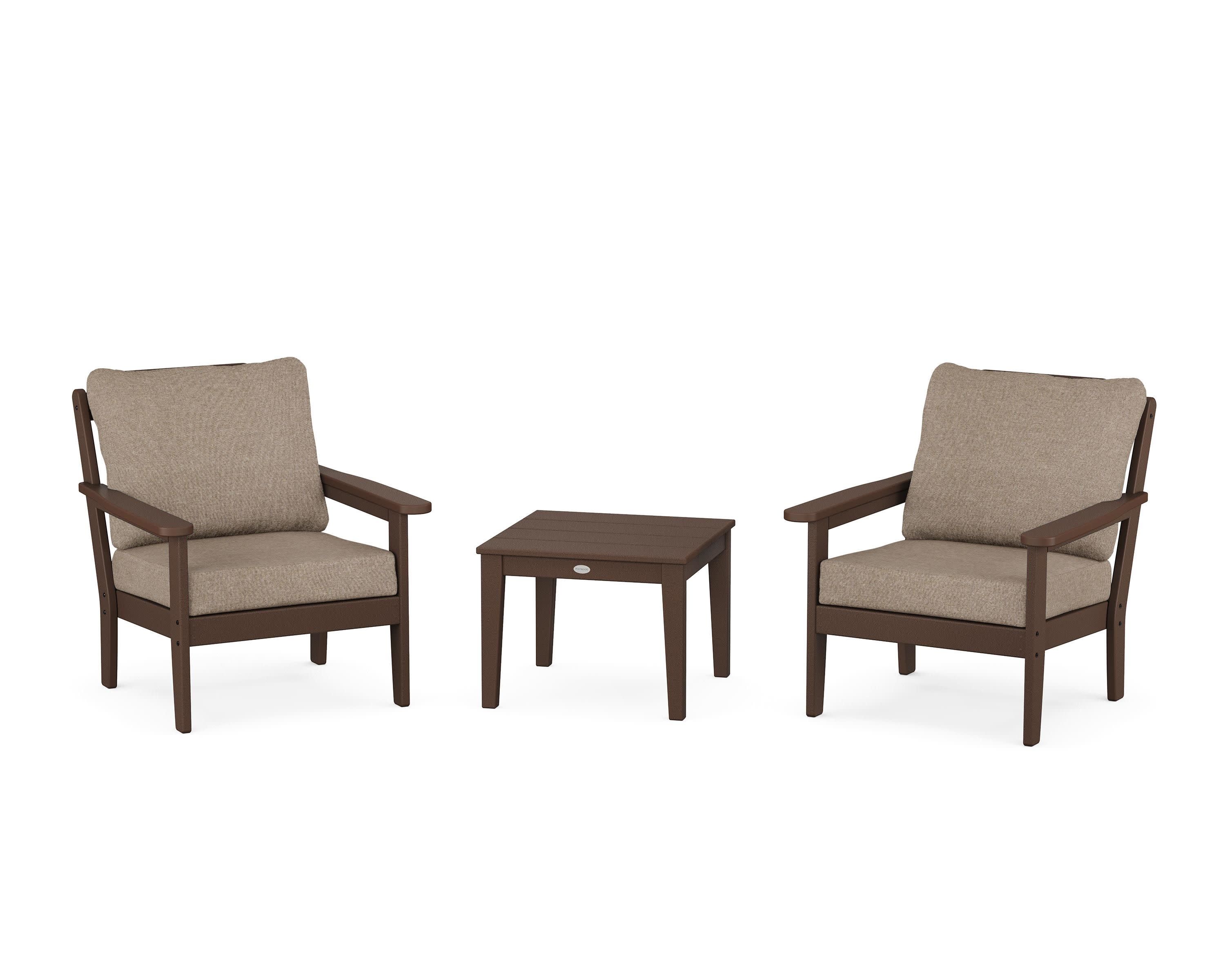 Cottage 3-Piece Deep Seating Set in Mahogany / Spiced Burlap
