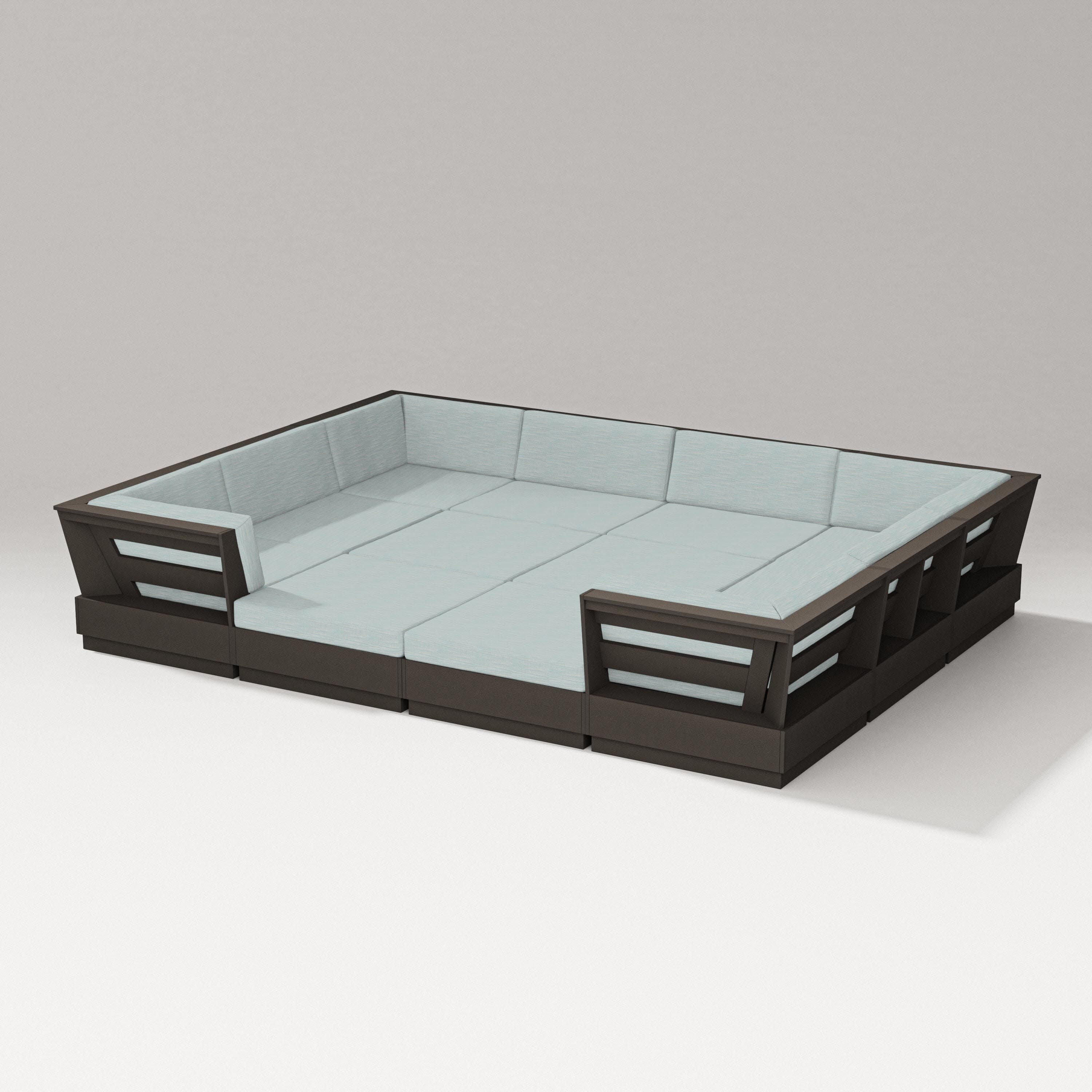Elevate 12-Piece Pit Sectional in Vintage Coffee / Soothe Mist