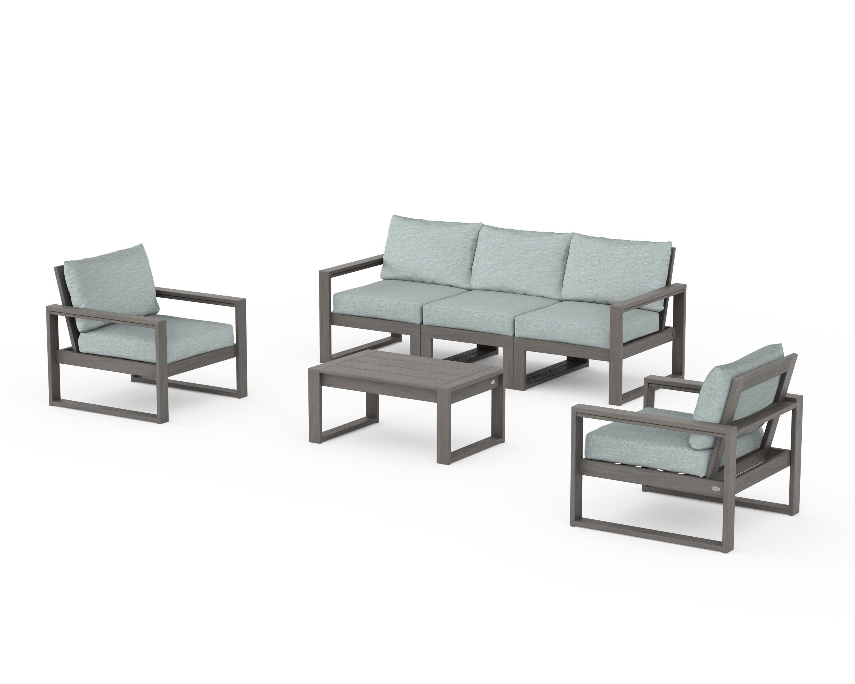 EDGE Sectional 4-Piece Deep Seating Set with Sofa in Driftwood / Soothe Mist