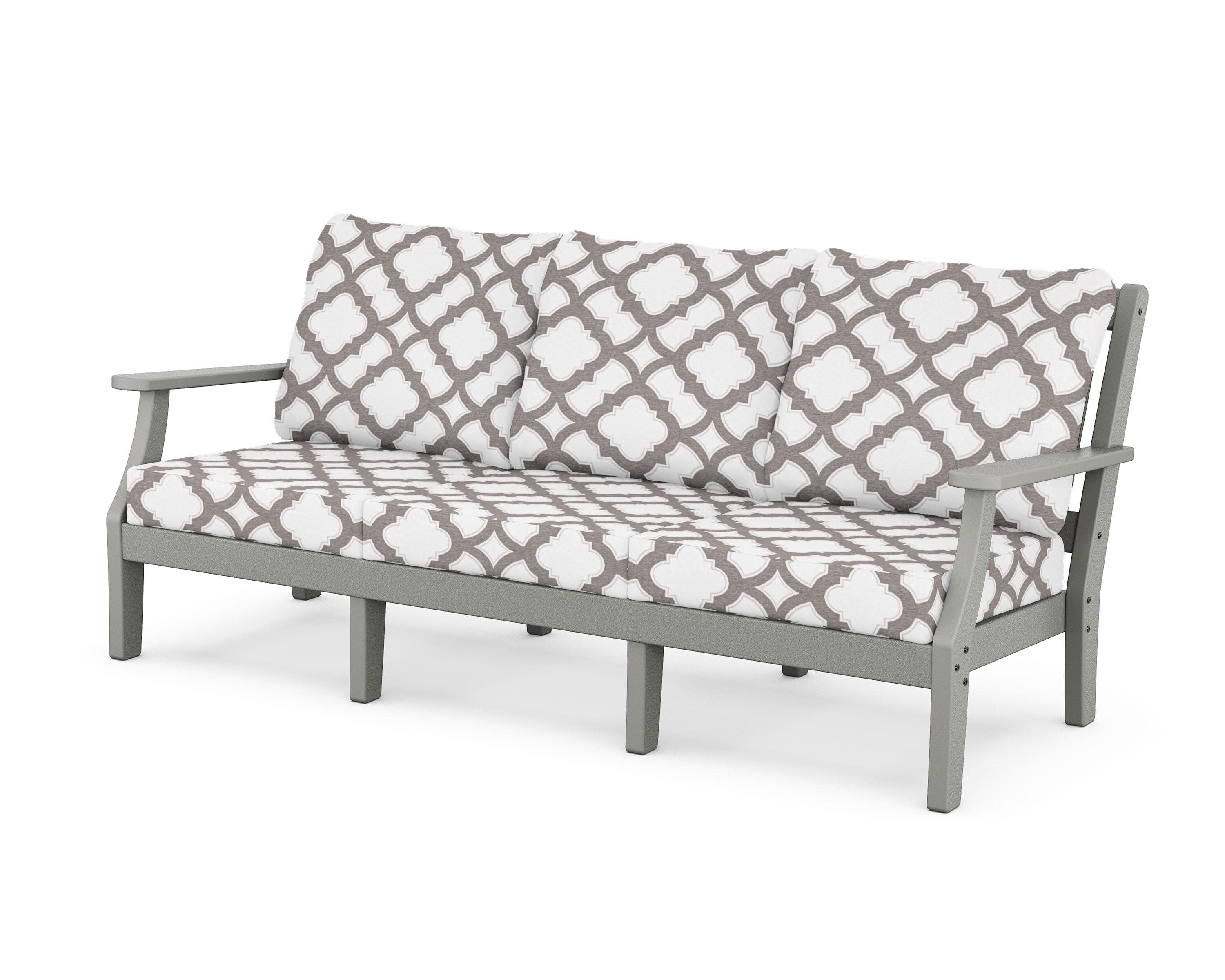 Chinoiserie Deep Seating Sofa in Slate Grey / Trellis Grey Mist