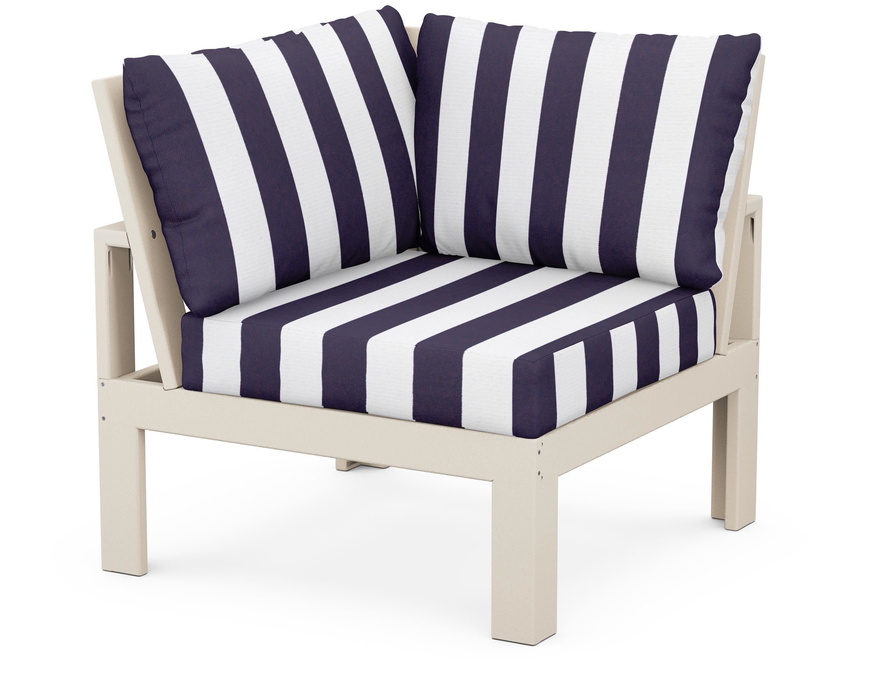 Modular Corner Chair in Sand / Cabana Stripe Navy