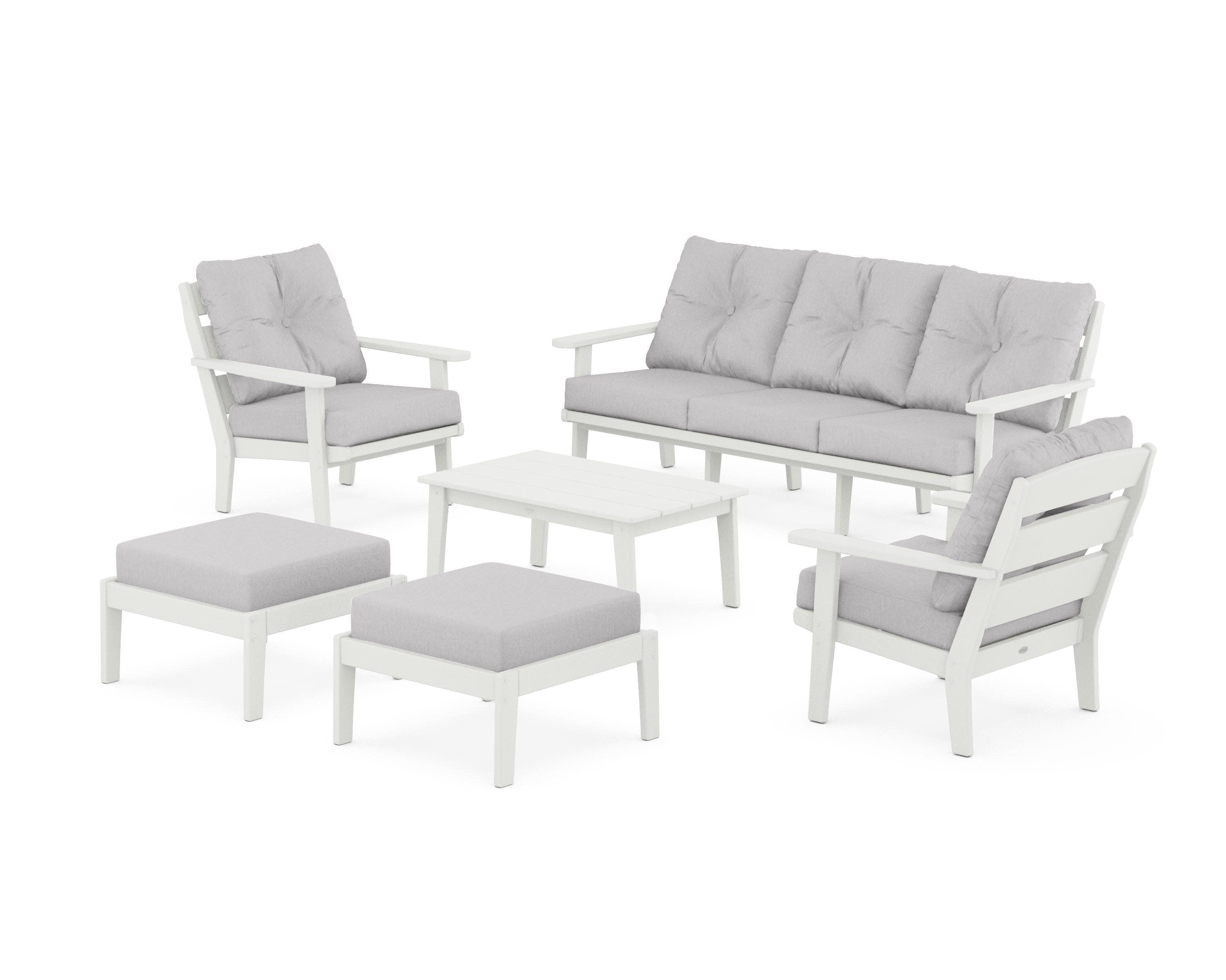 Lakeside 6-Piece Lounge Sofa Set in Vintage White / Granite