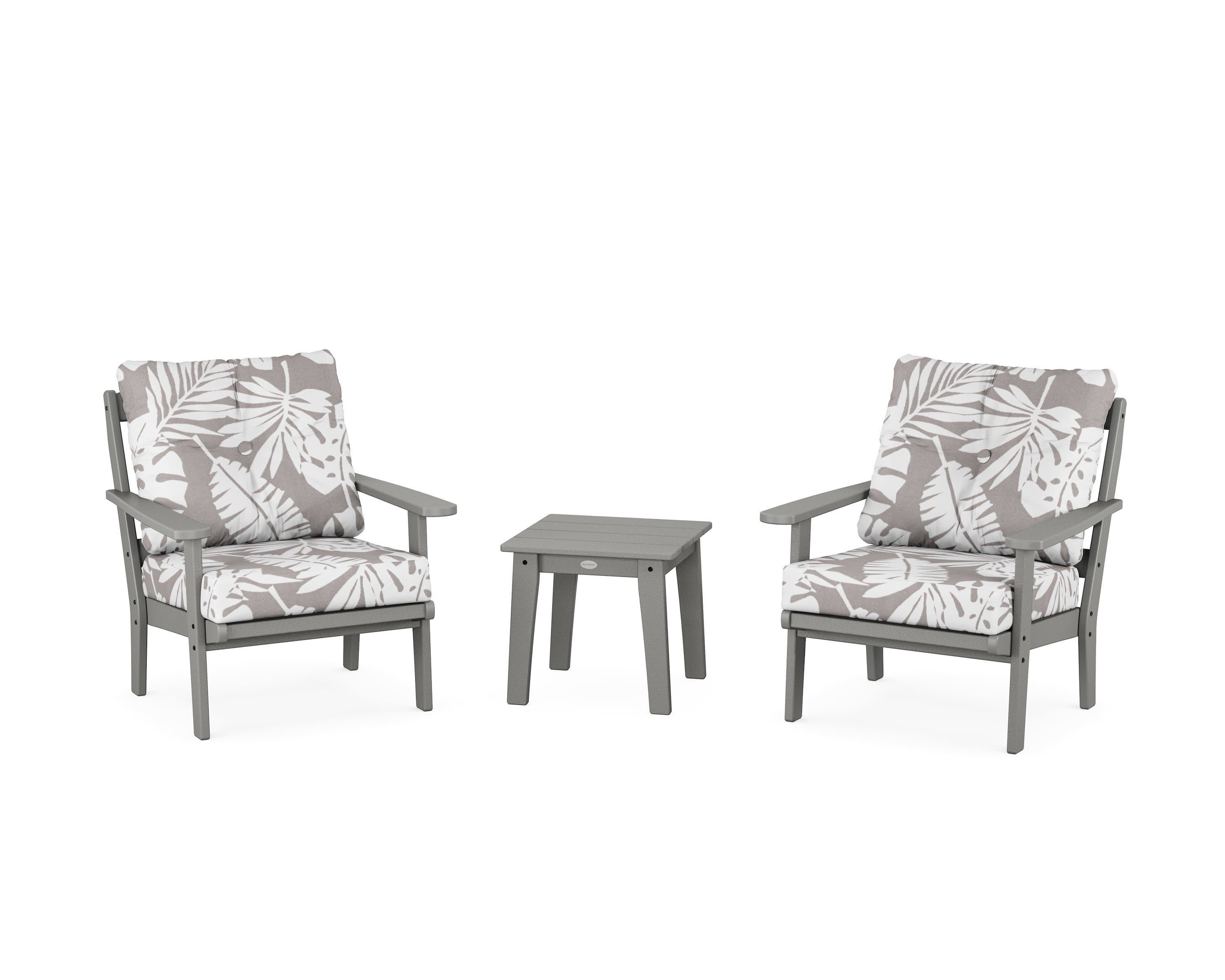 Mission 3-Piece Deep Seating Set in Slate Grey / Leaf Grey Mist