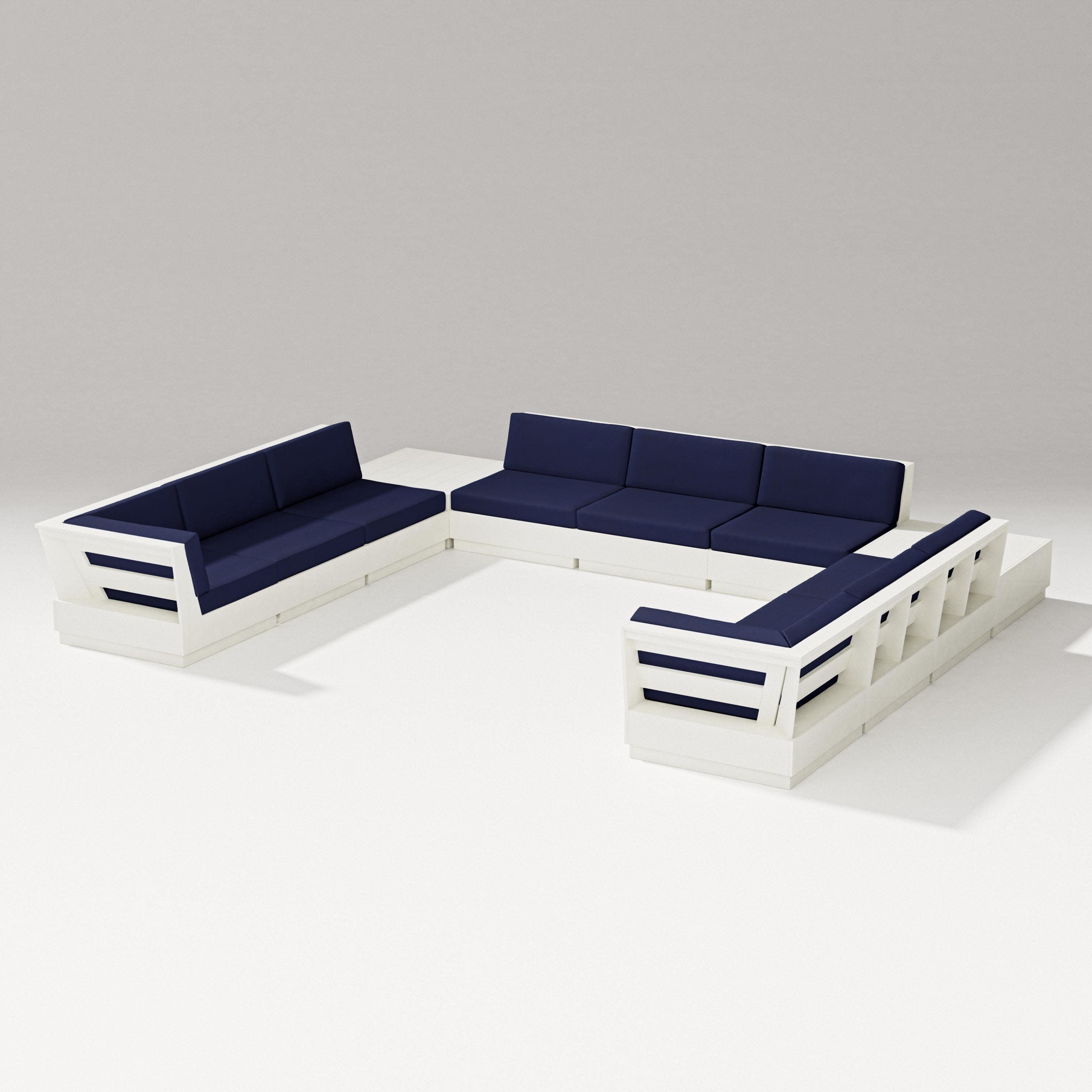 Elevate 11-Piece U-Shaped Sofa Sectional in Vintage White / Navy