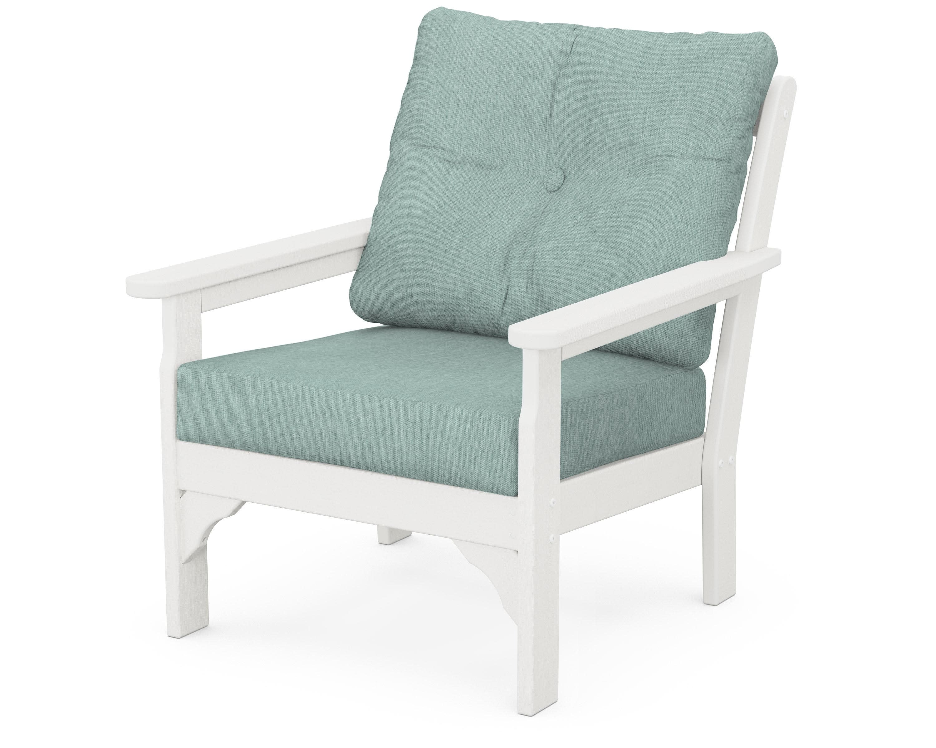 Vineyard Deep Seating Chair in Vintage White / Glacier Spa