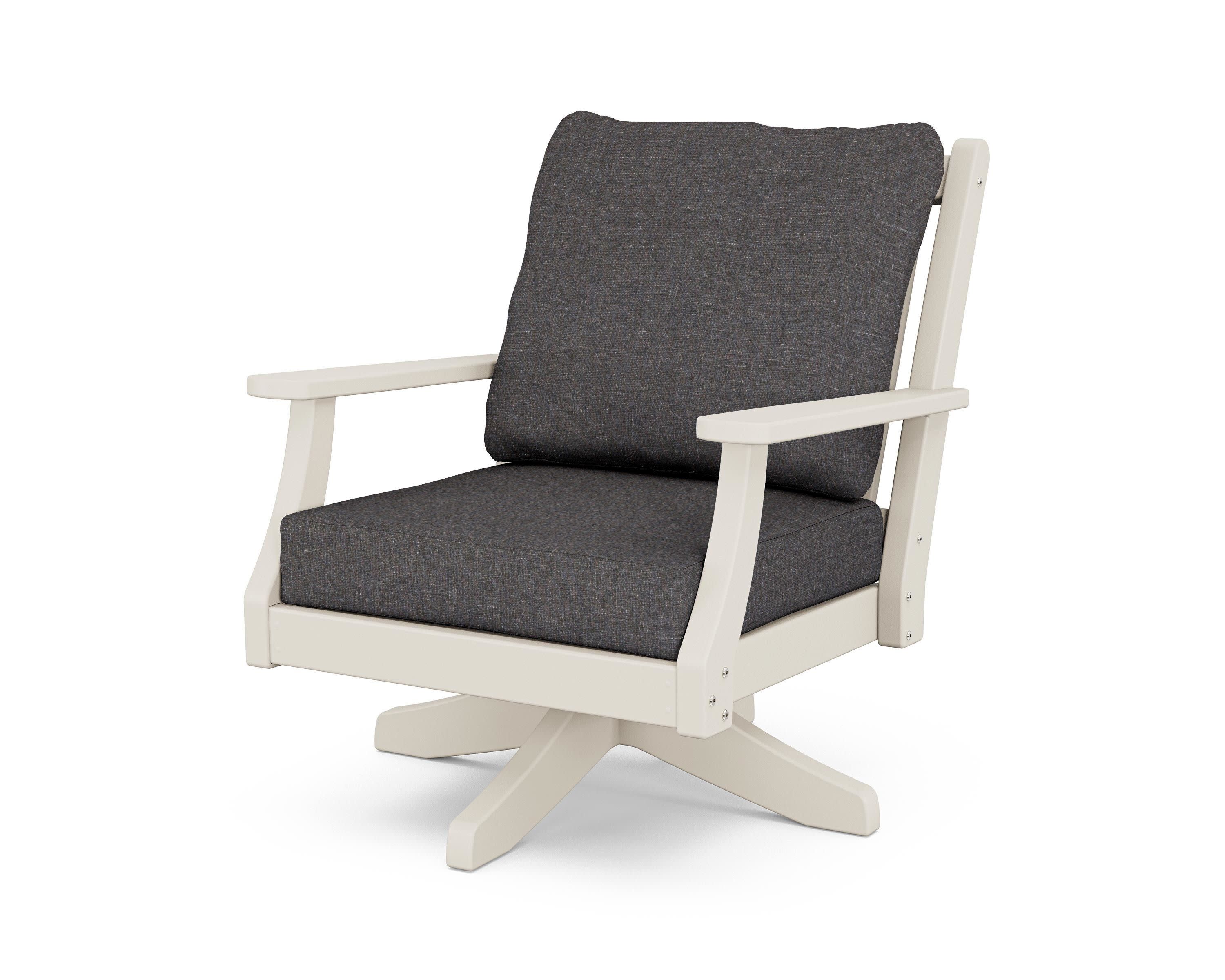 Wovendale Deep Seating Swivel Chair in Sand / Ash Charcoal