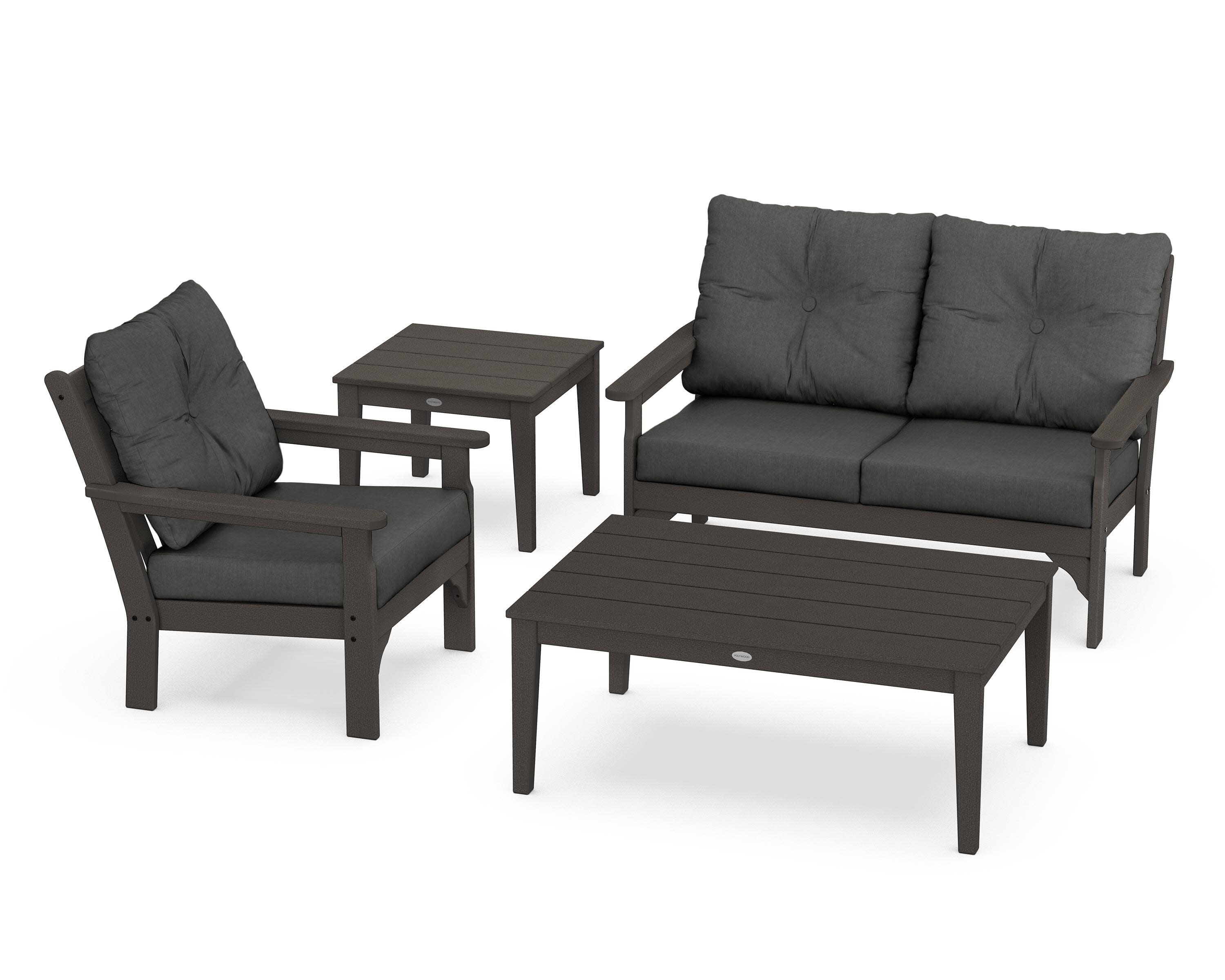 Vineyard 4-Piece Deep Seating Set in Vintage Coffee / Spectrum Carbon