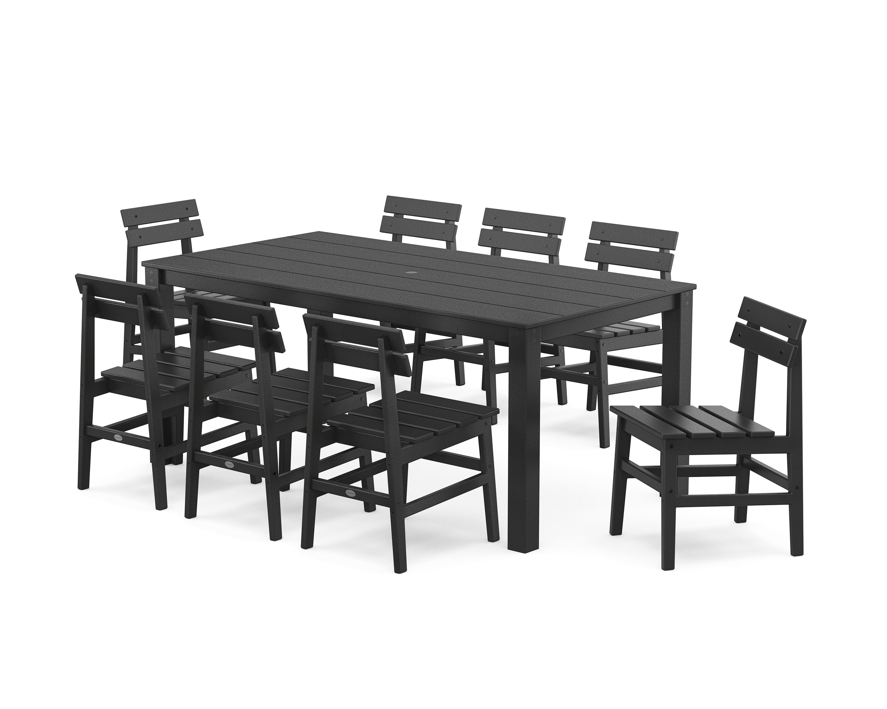 Modern Studio Plaza Chair 9-Piece Parsons Dining Set in Black