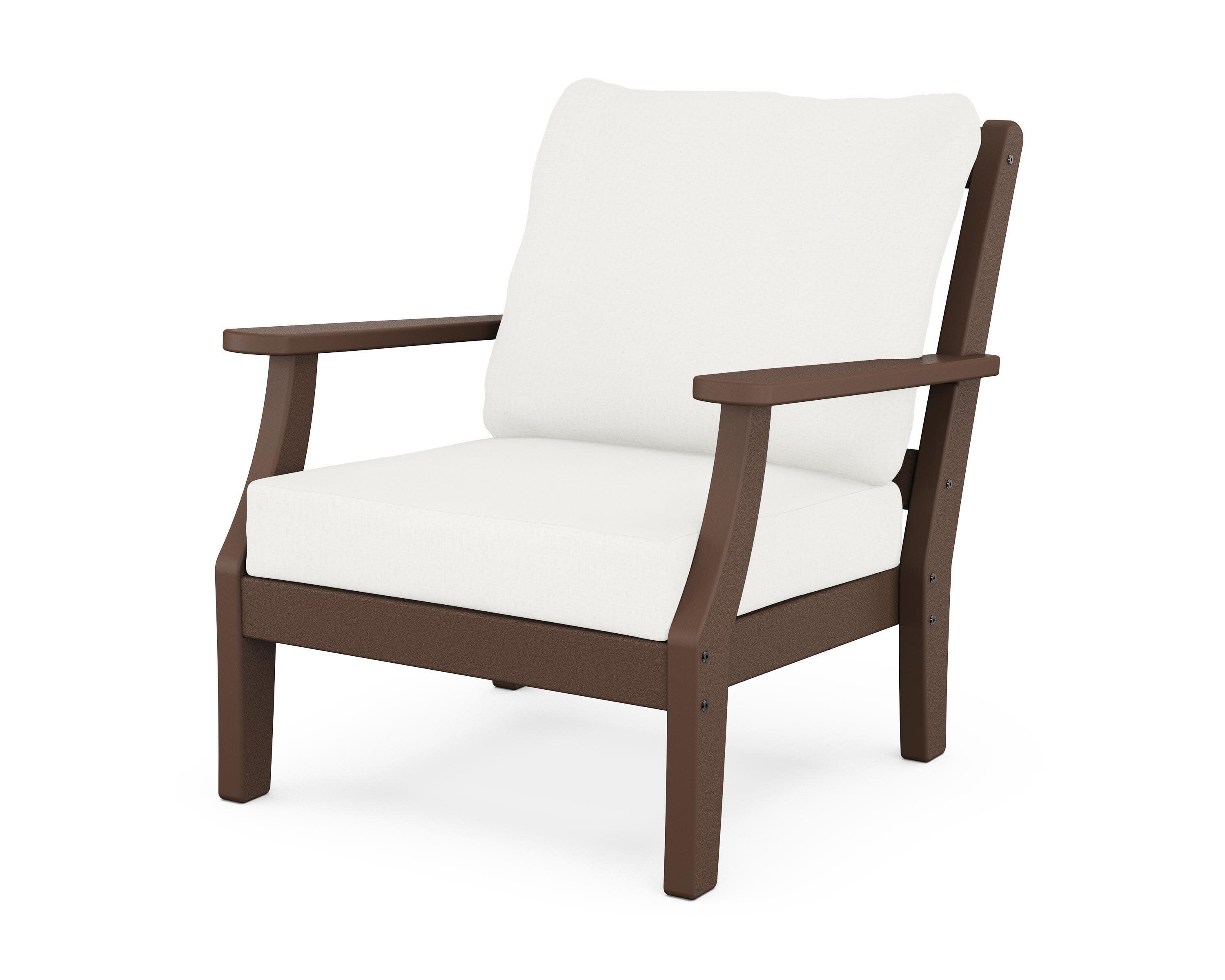 Chinoiserie Deep Seating Chair in Mahogany / Natural Linen