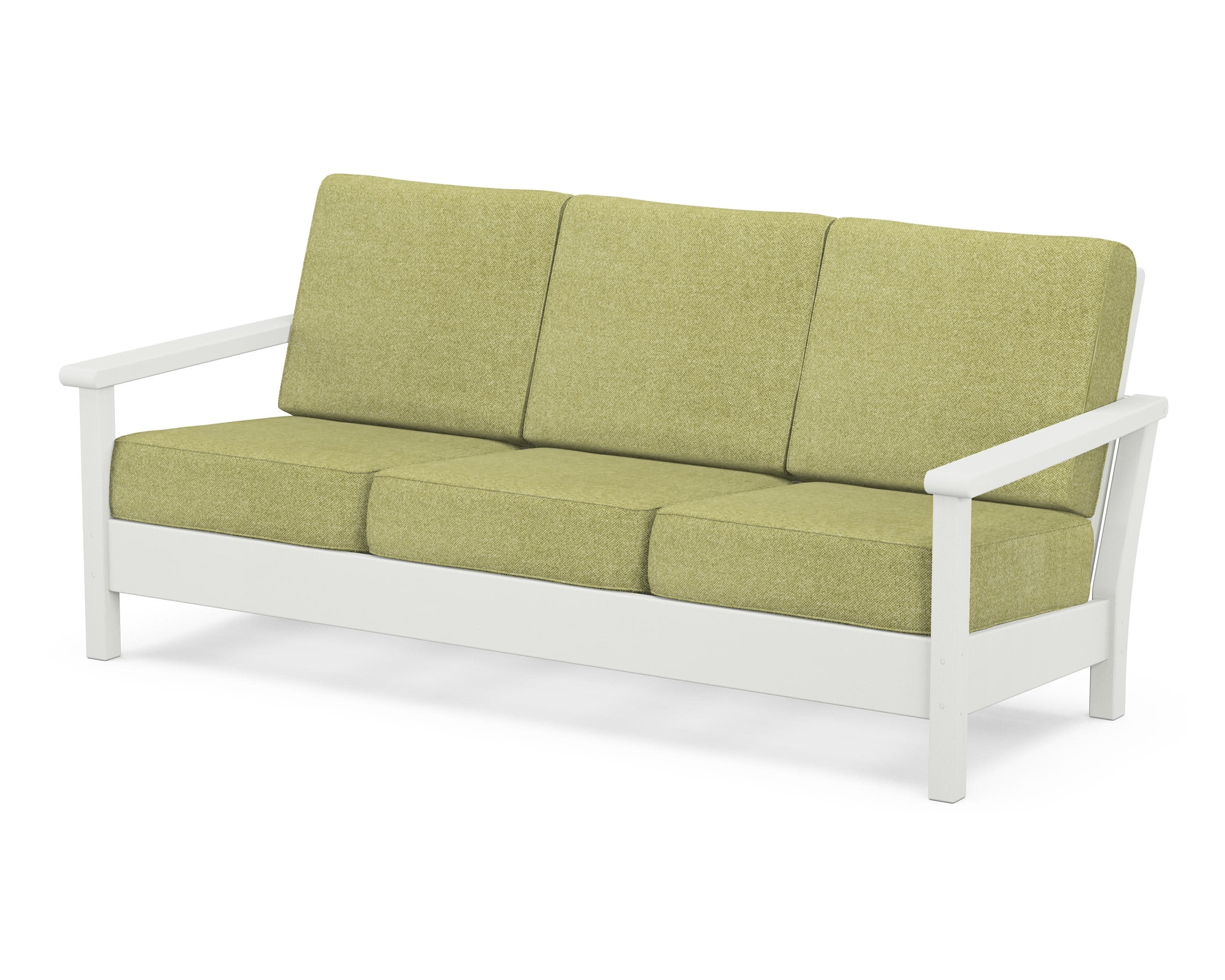 Harbour Deep Seating Sofa in Vintage White / Chartreuse Boucle