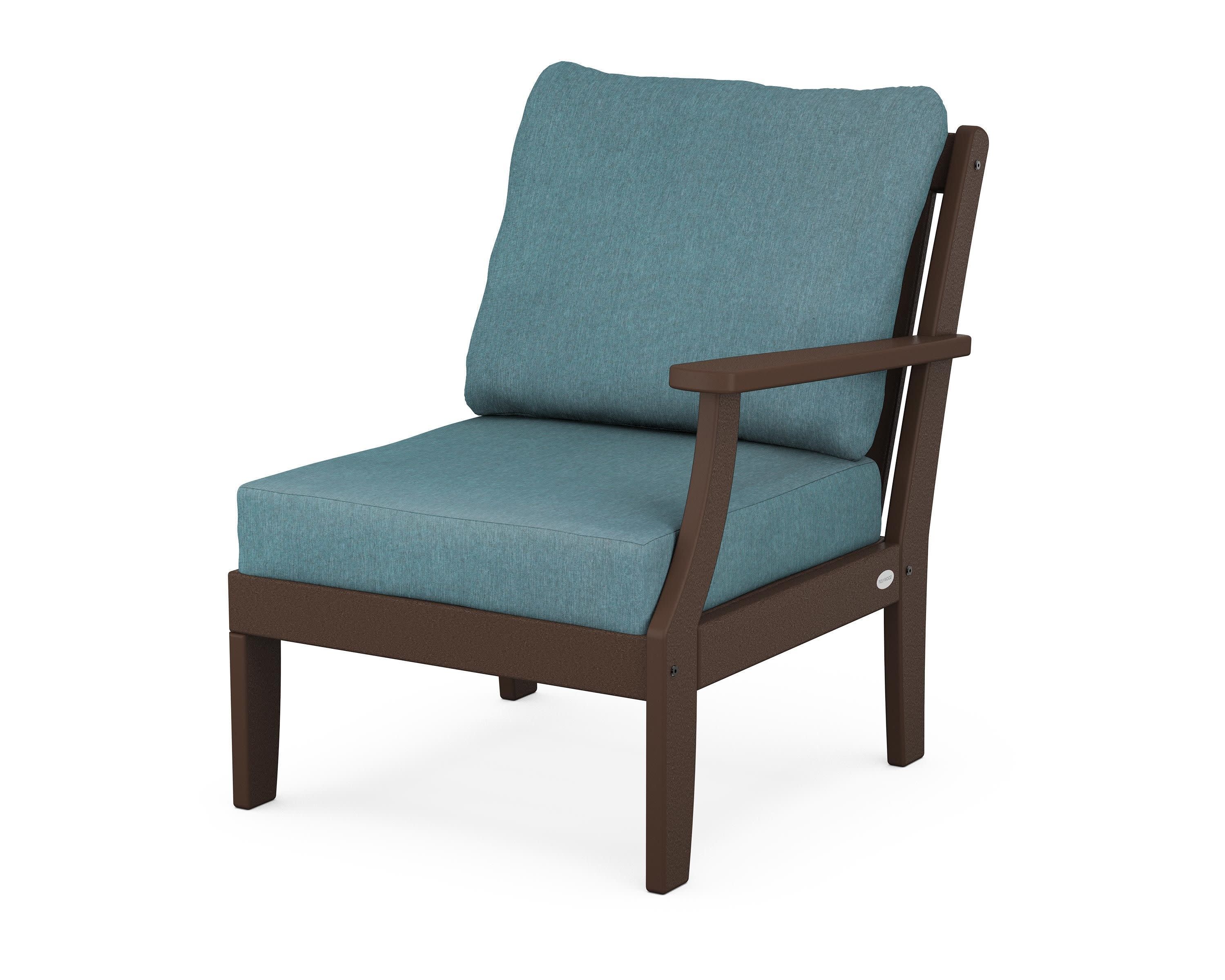 Braxton Modular Right Arm Chair in Mahogany / Ocean Teal