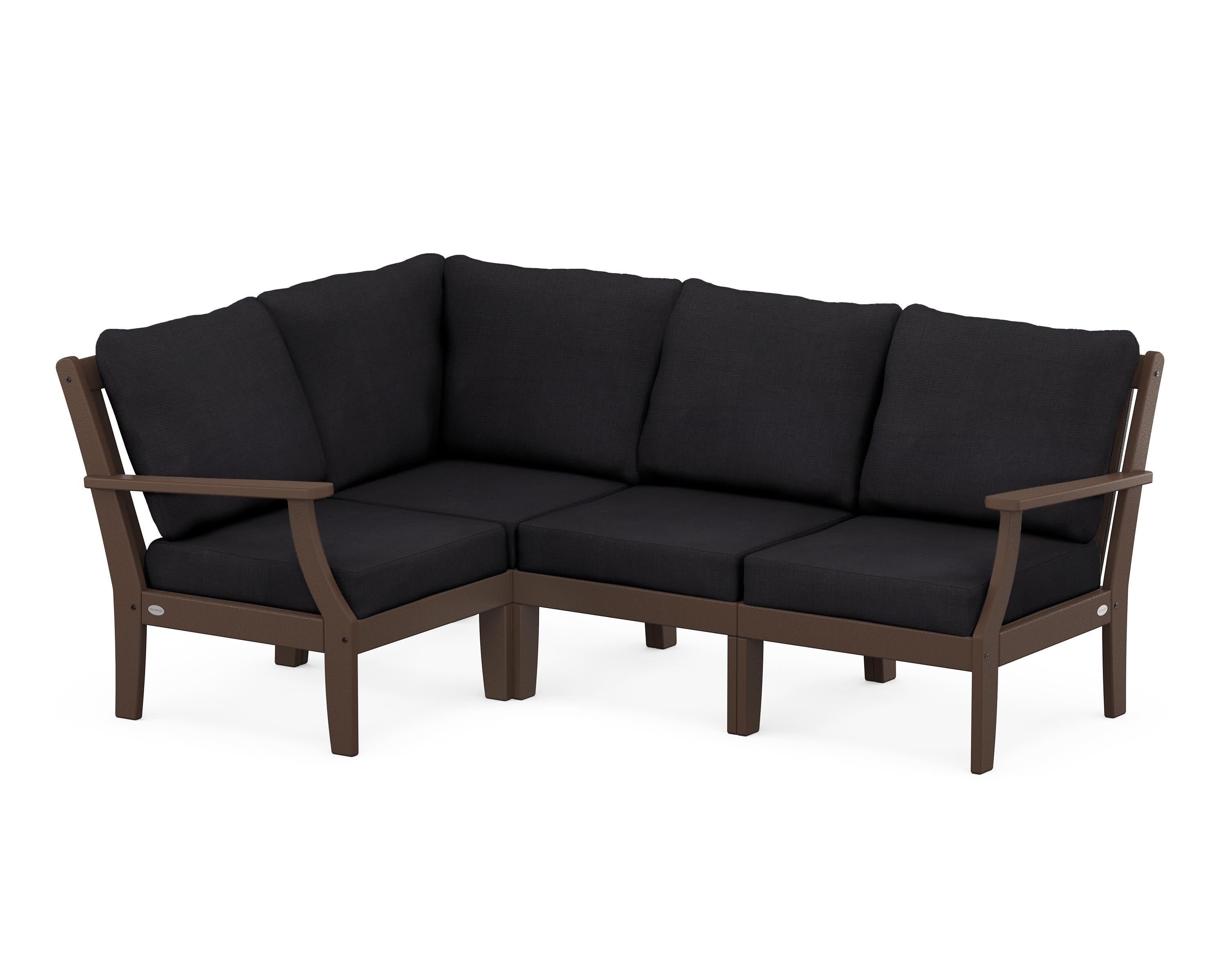 Braxton Modular 4-Piece Deep Seating Set in Mahogany / Midnight Linen