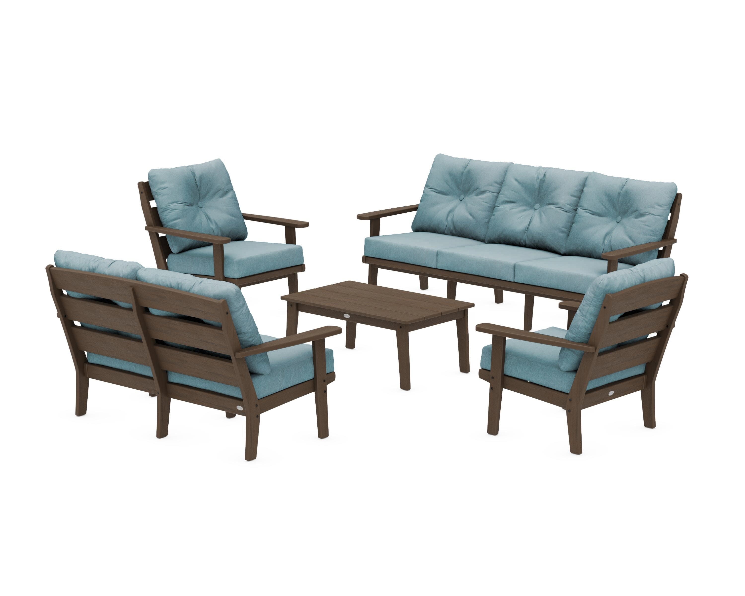 Lakeside 5-Piece Lounge Sofa Set in Kona / Ocean Teal