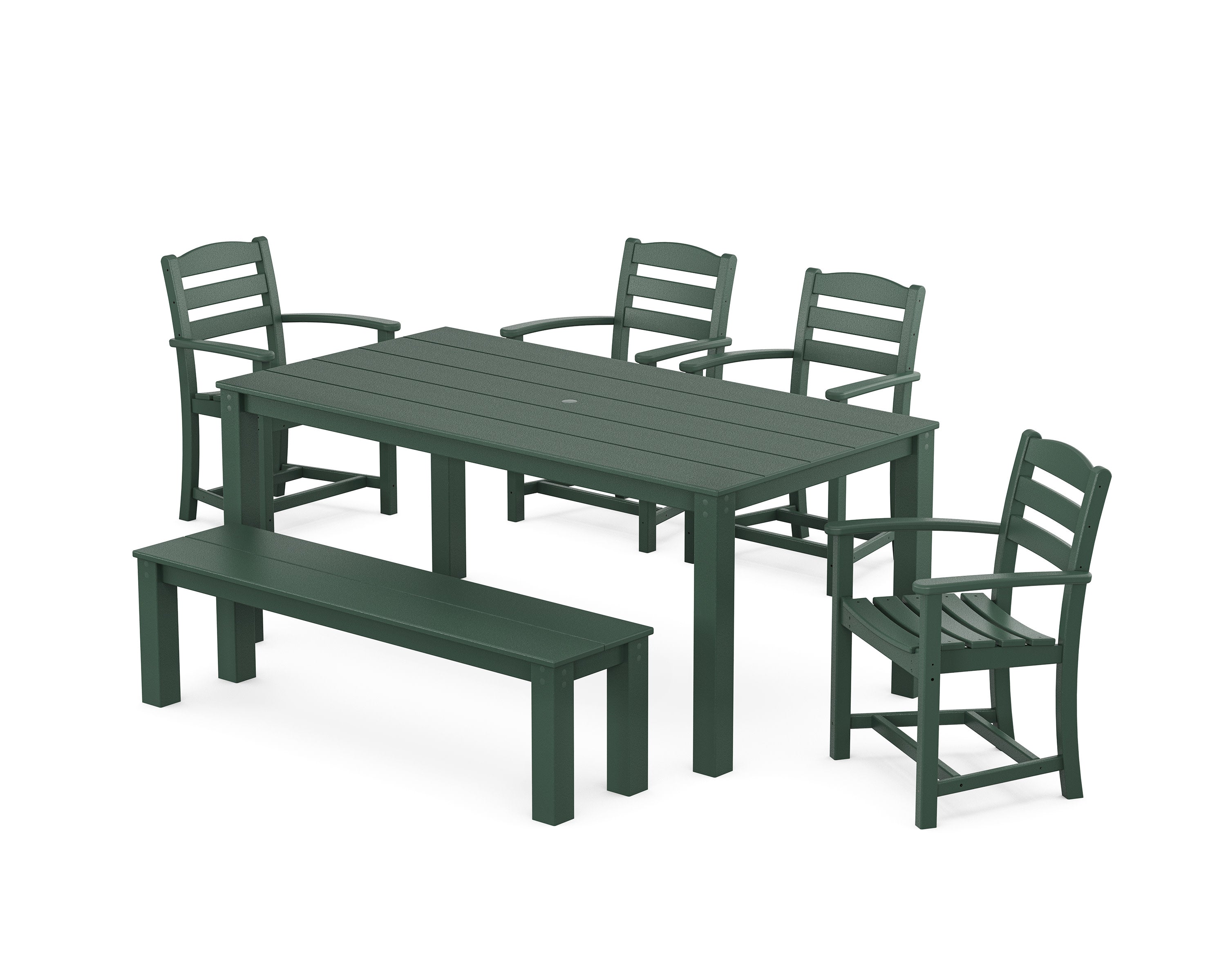 La Casa Cafe' 6-Piece Parsons Dining Set with Bench in Green