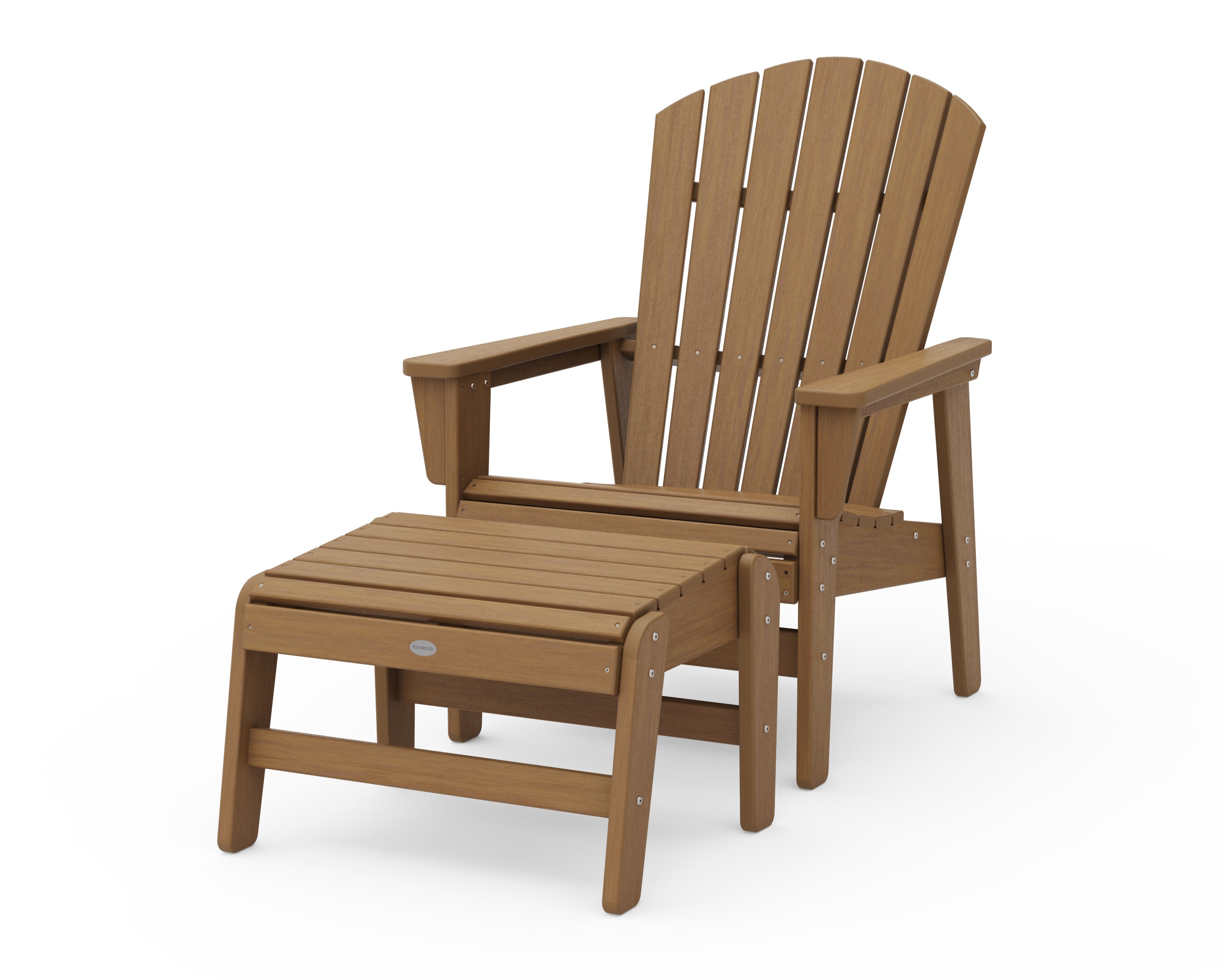 Nautical Grand Upright Adirondack Chair with Ottoman in Natural