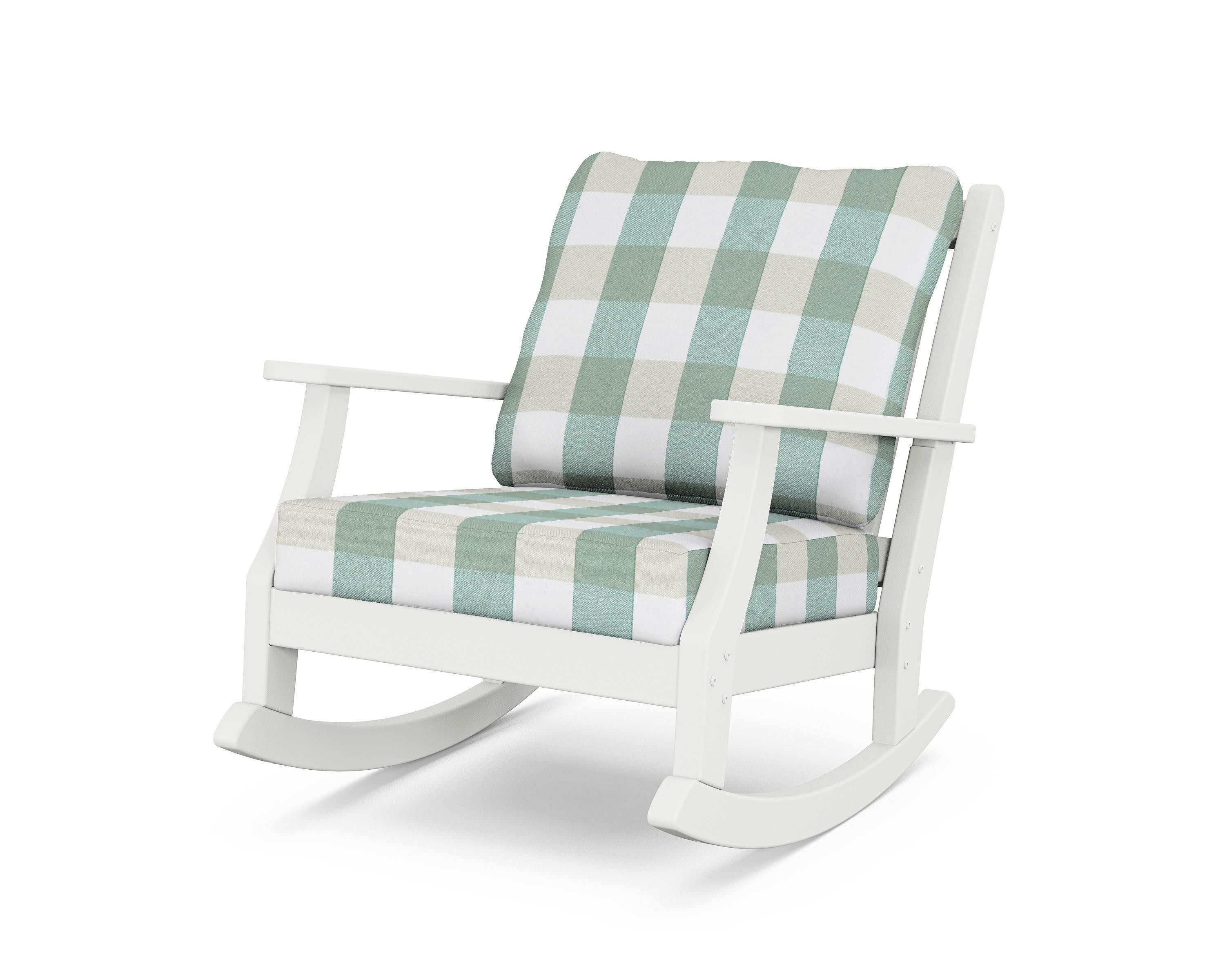 Wovendale Deep Seating Rocking Chair in White / Buffalo Plaid Glacier Spa