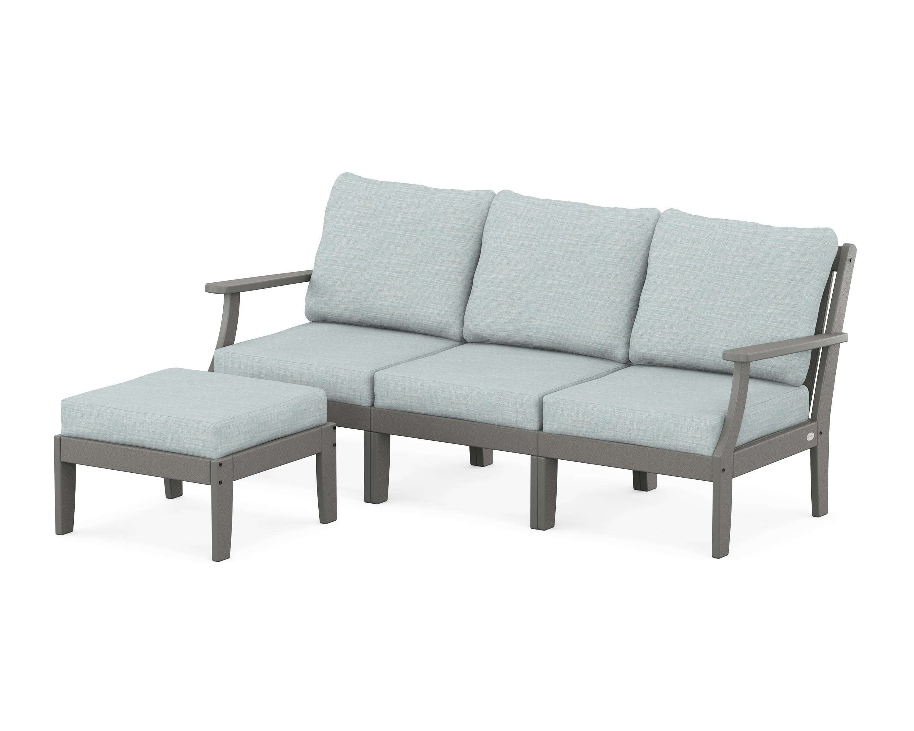 Braxton Modular 4-Piece Deep Seating Set with Ottoman in Slate Grey / Soothe Mist