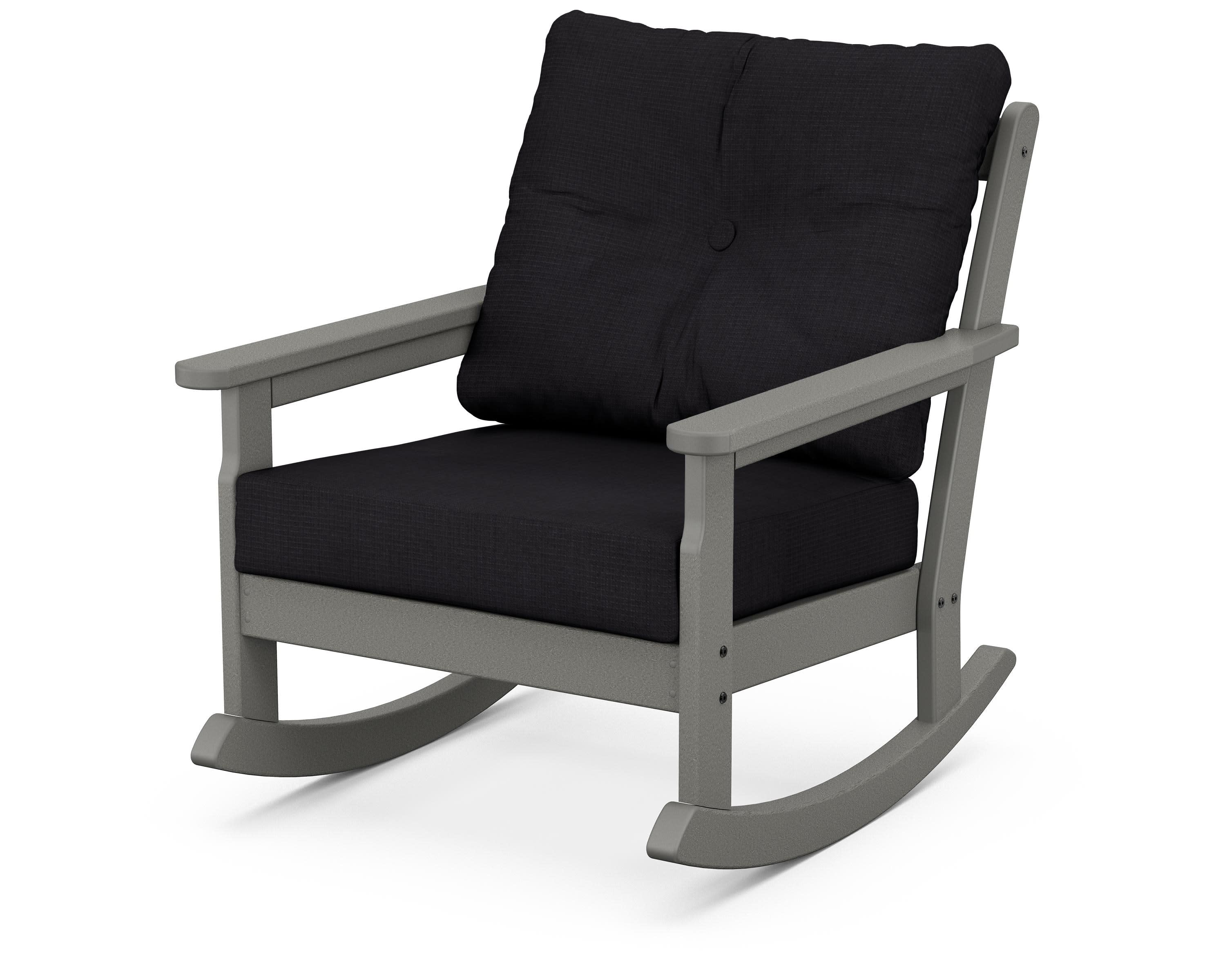 Vineyard Deep Seating Rocking Chair in Slate Grey / Midnight Linen