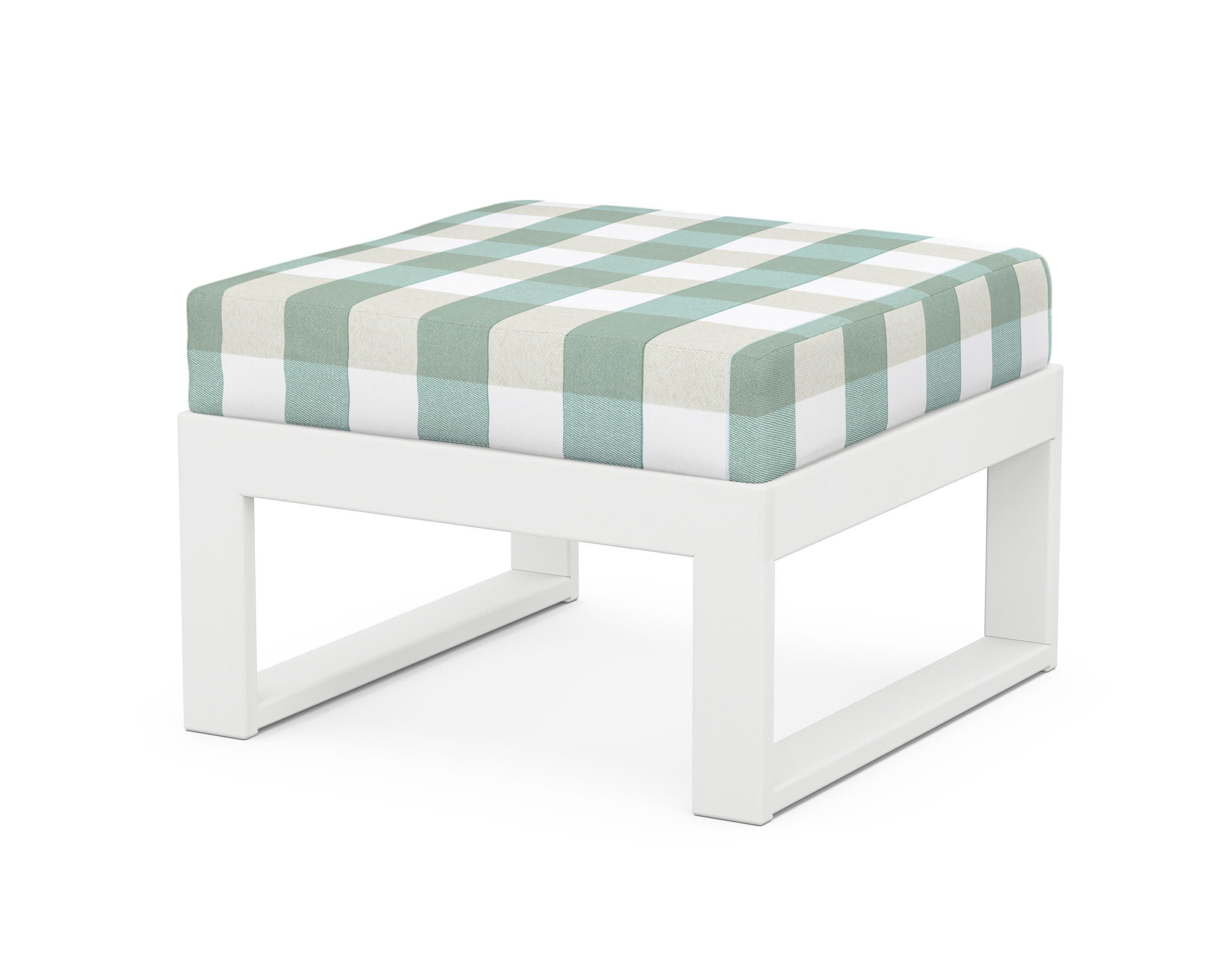 Modular Ottoman - Modern in White / Buffalo Plaid Glacier Spa