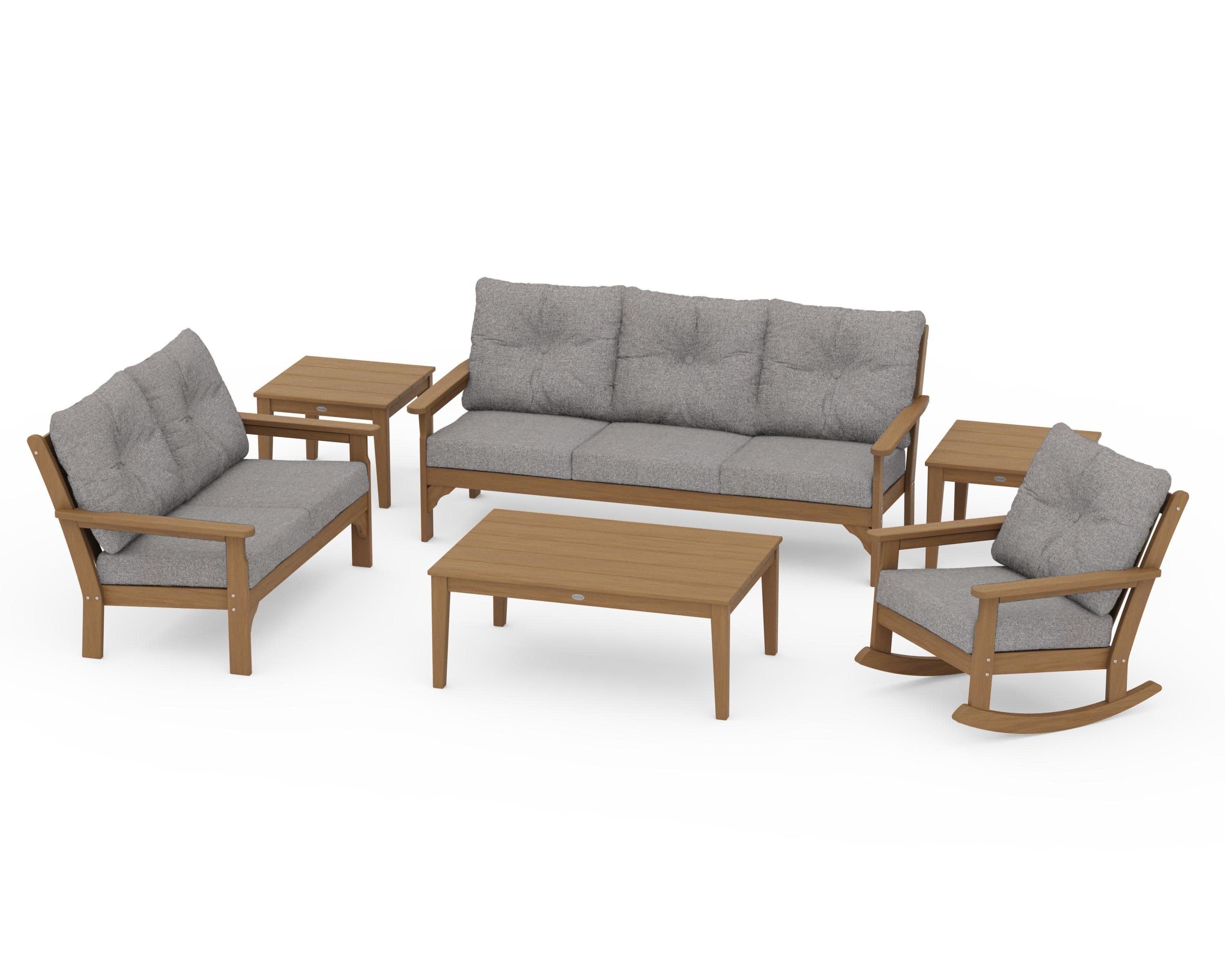 Vineyard 6-Piece Deep Seating Set in Natural / Grey Mist