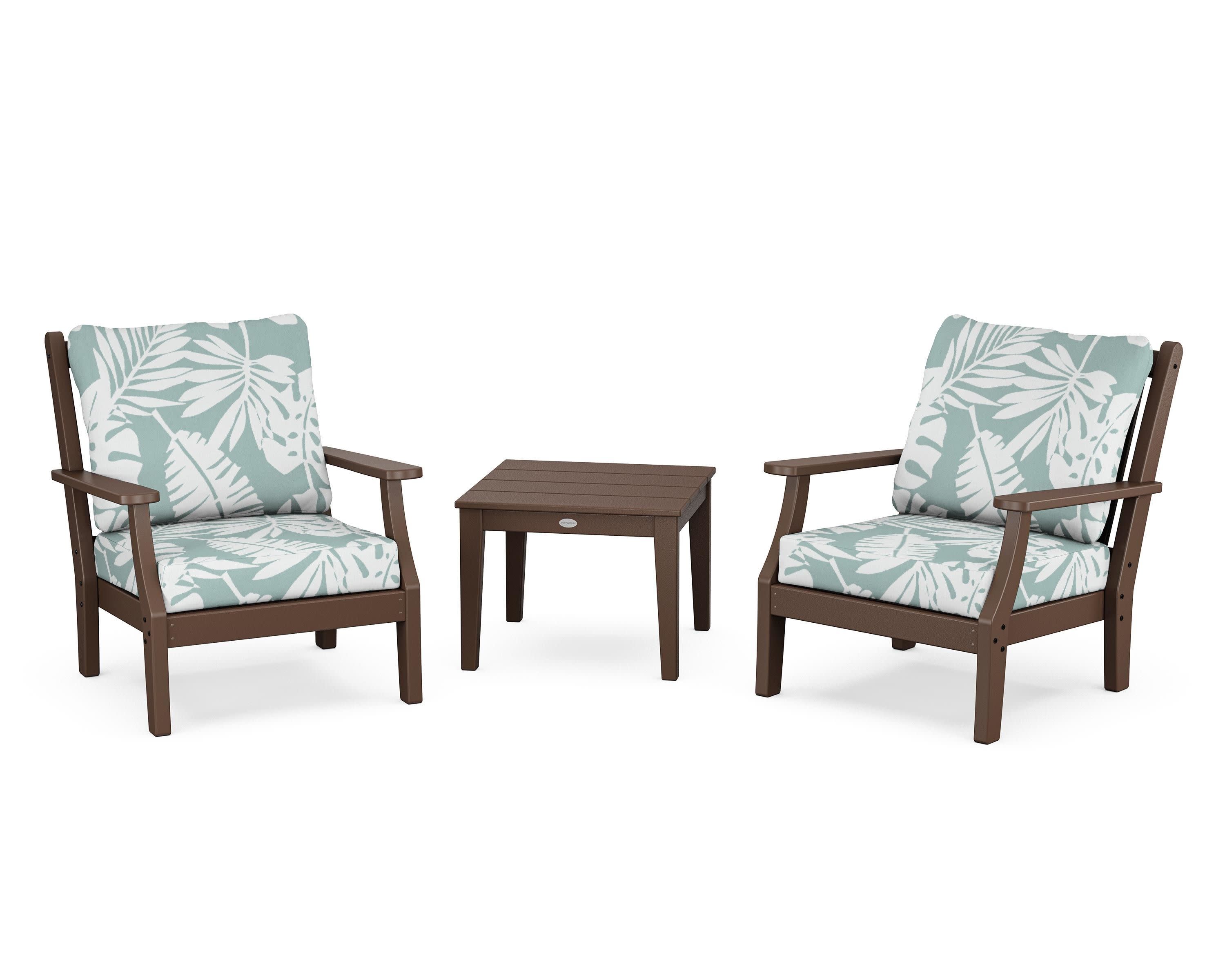 Wovendale 3-Piece Deep Seating Set in Mahogany / Leaf Glacier Spa
