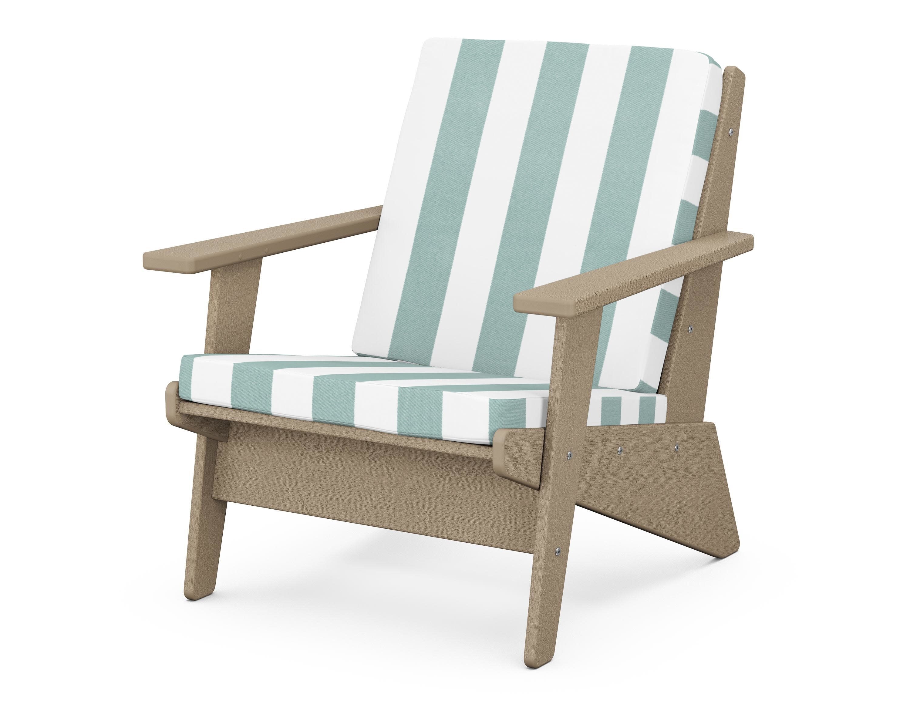 Riviera Modern Lounge Chair in Vintage Sahara / Cabana Stripe Glacier Spa